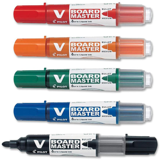 Pilot BeGreen VBoard Master Medium Bullet Marker - Medium Marker Point - Bullet Marker Point Style - Refillable - 5 / Pack -