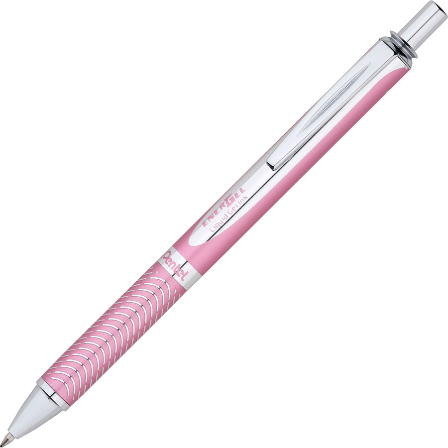 EnerGel EnerGel Alloy Retractable Gel Pens - Medium Pen Point - 0.7 mm Pen Point Size - Refillable - Retractable - Black Gel-based Ink - Metallic Pink Aluminum Alloy Barrel - Stainless Steel Tip - 1 / Pack -