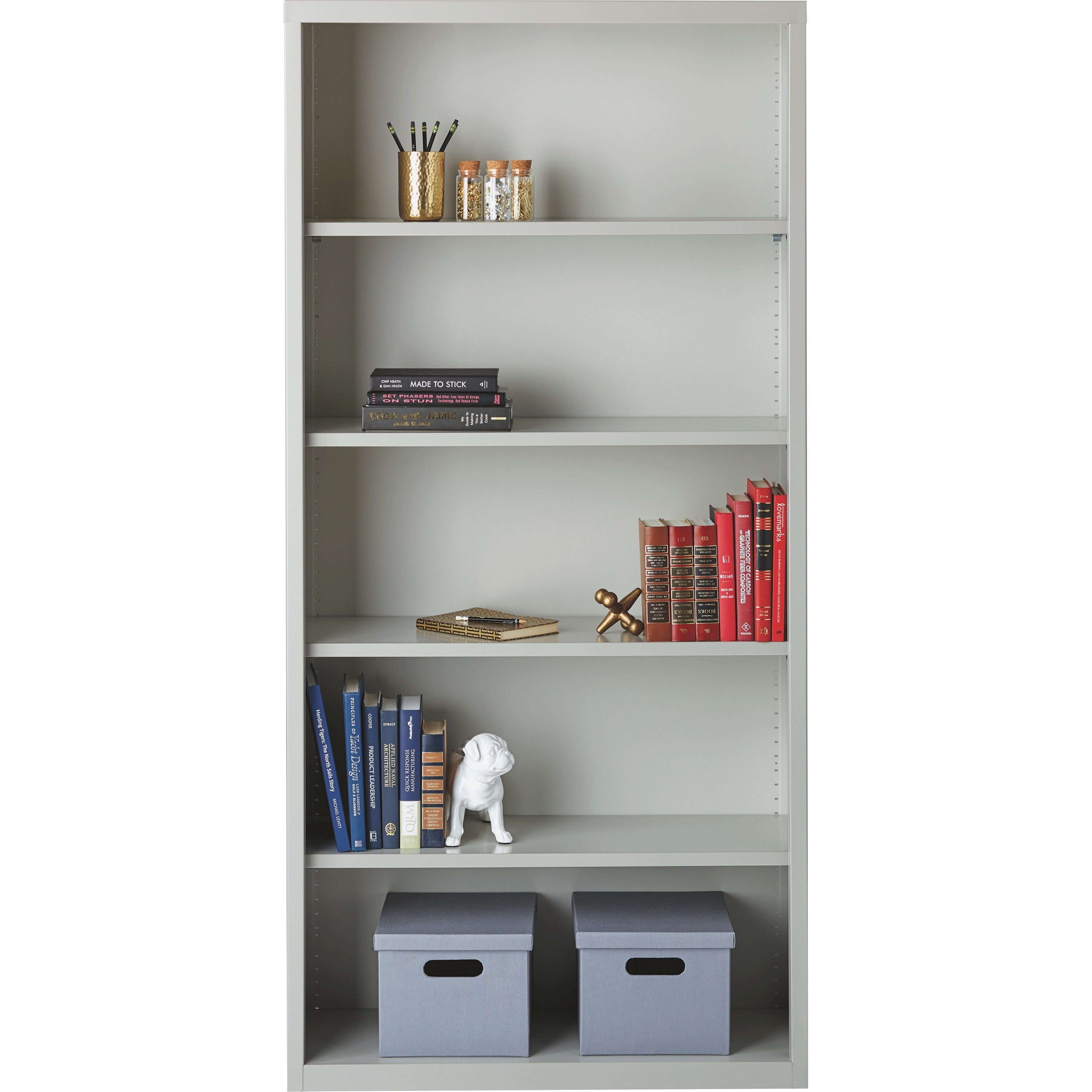 Lorell Fortress Series Bookcase - 34.5" x 13" x 30" - 2 x Shelf(ves) - Light Gray - Powder Coated - Steel - Recycled -