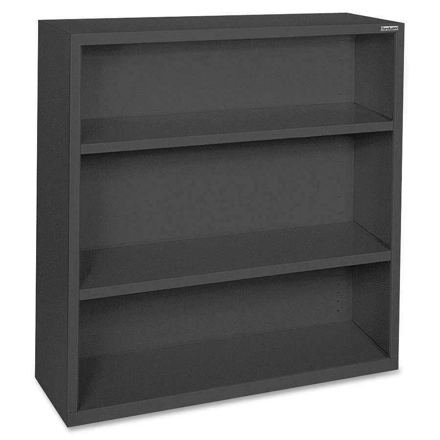 Lorell Fortress Series Bookcase - 34.5" x 13" x 42" - 3 x Shelf(ves) - Black - Powder Coated - Steel - Recycled -