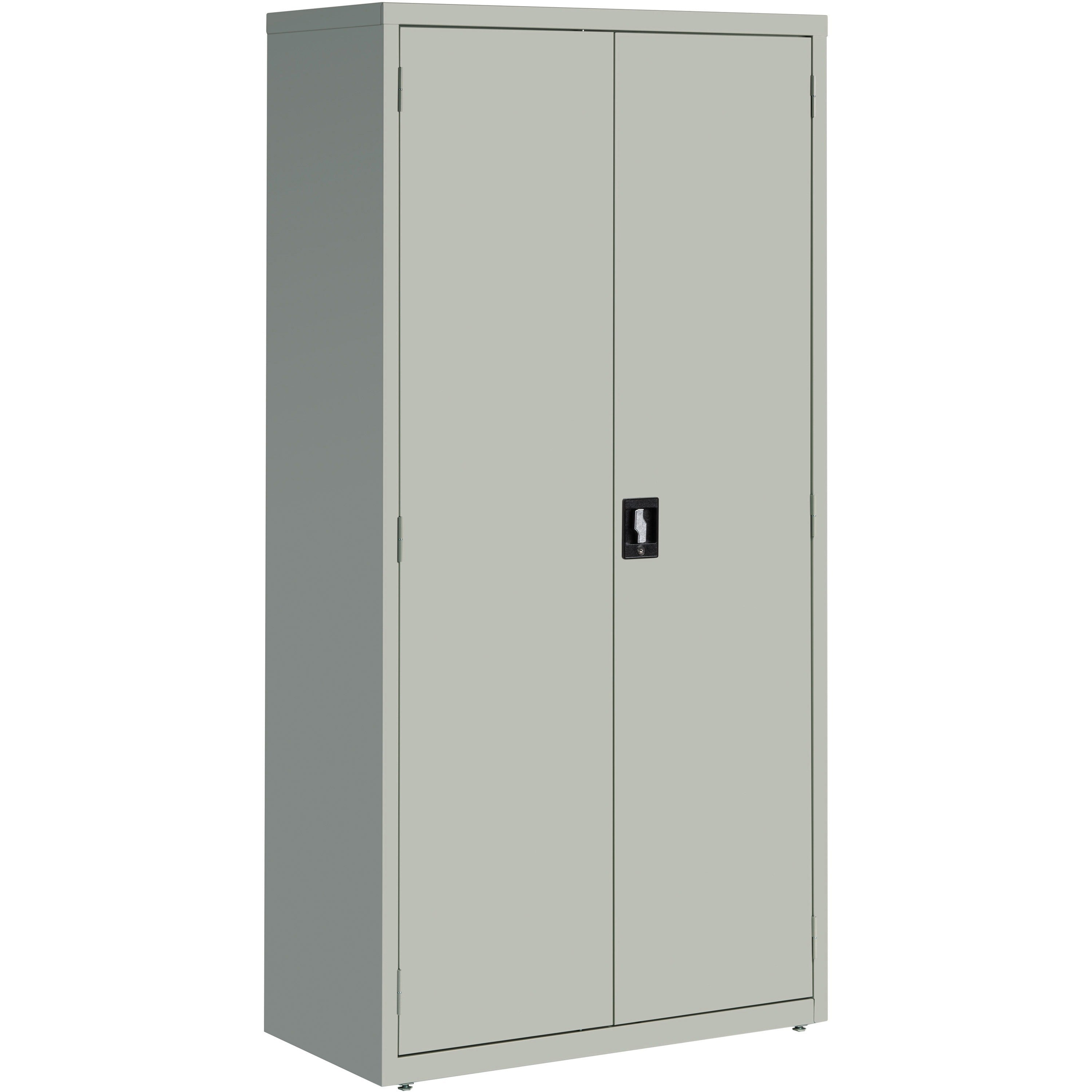 Lorell Fortress Series Storage Cabinet - 36" x 18" x 72" - 5 x Shelf(ves) - Recessed Locking Handle, Hinged Door, Durable - Light Gray - Powder Coated - Steel - Recycled -