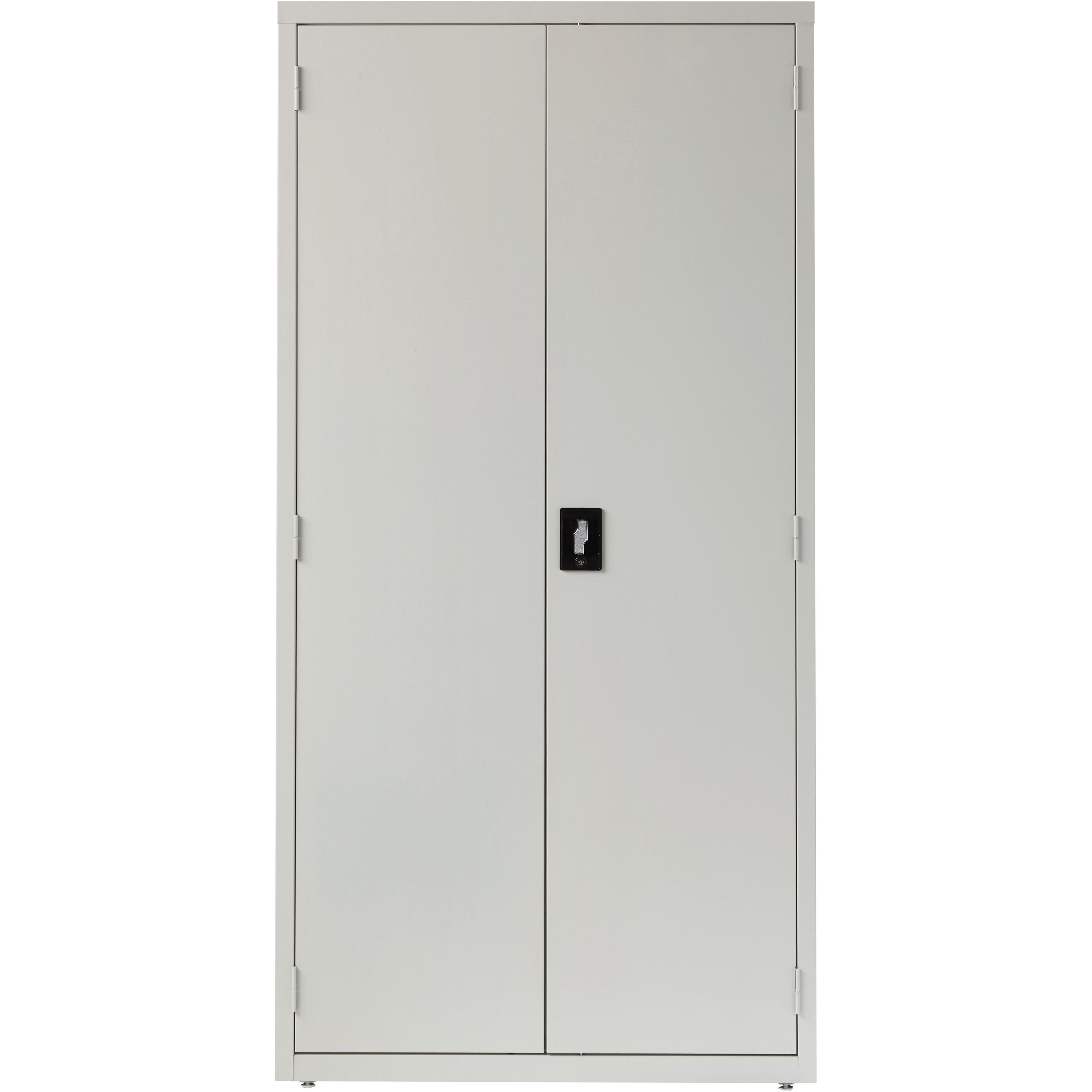 Lorell Fortress Series Storage Cabinet - 36" x 18" x 72" - 5 x Shelf(ves) - Recessed Locking Handle, Hinged Door, Durable - Light Gray - Powder Coated - Steel - Recycled -