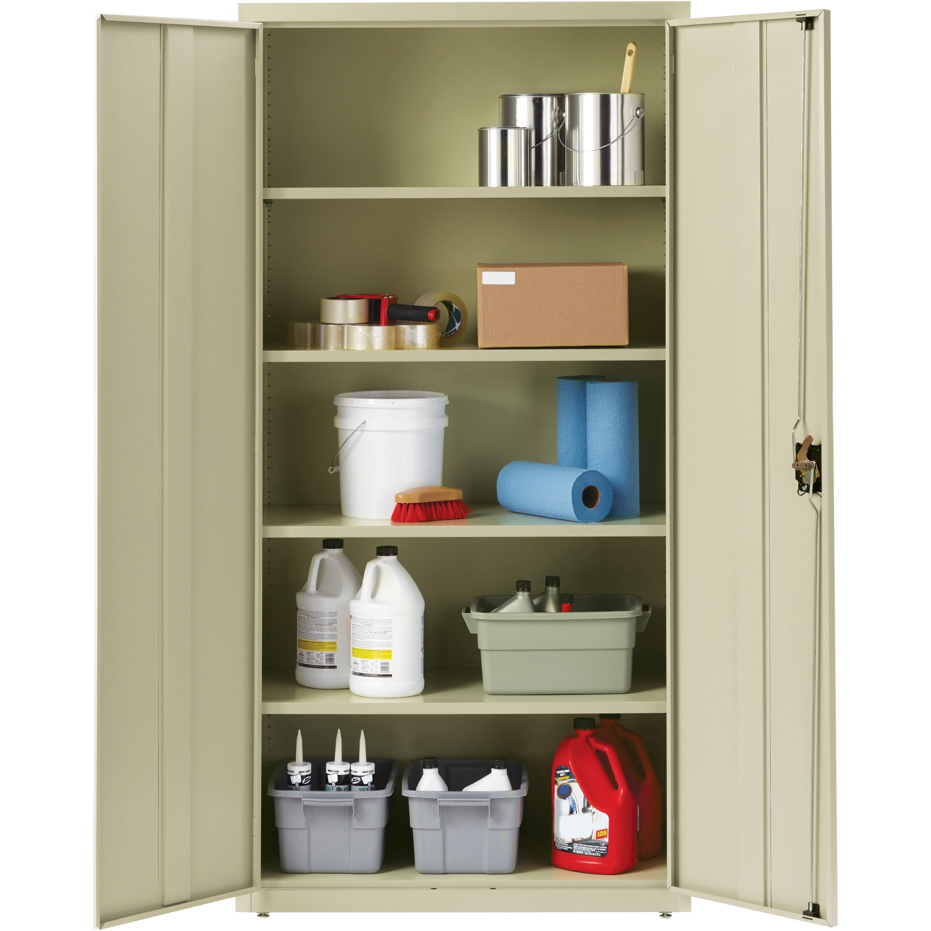 Lorell Fortress Series Storage Cabinet - 36" x 18" x 72" - 5 x Shelf(ves) - Recessed Locking Handle, Hinged Door, Durable - Putty - Powder Coated - Steel - Recycled -