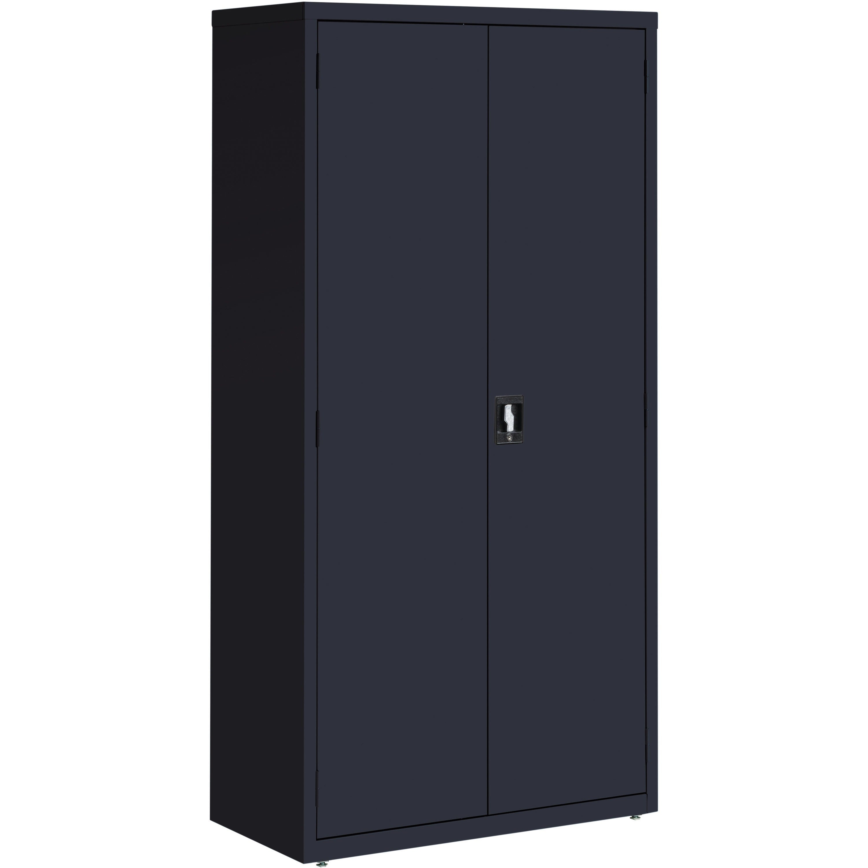 Lorell Fortress Series Storage Cabinet - 36" x 18" x 72" - 5 x Shelf(ves) - Recessed Locking Handle, Hinged Door, Durable - Black - Powder Coated - Steel - Recycled -