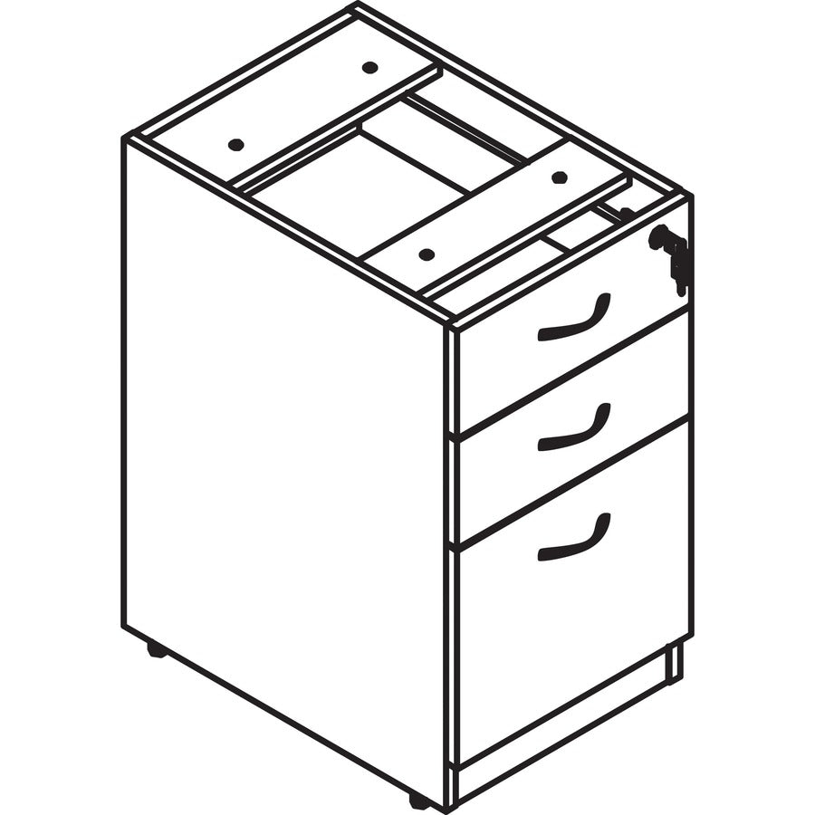 Lorell Essentials Box/Box/File Fixed File Cabinet - 15.5" x 21.9"28.5" - Box, File Drawer(s) - Single Pedestal - Finish: Mahogany, Laminate -