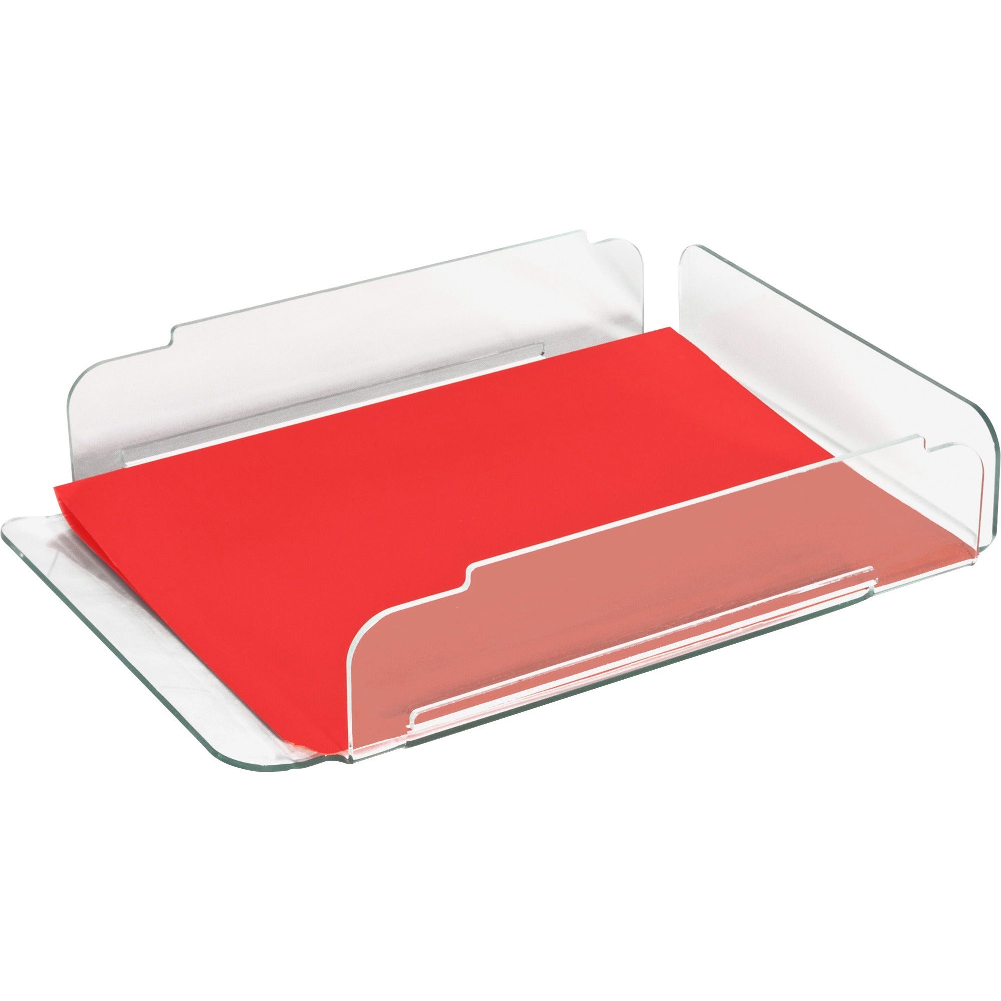 Lorell Single Stacking Document Tray - Desktop - Durable, Lightweight, Non-skid, Stackable - Clear - Acrylic - 1 Each -