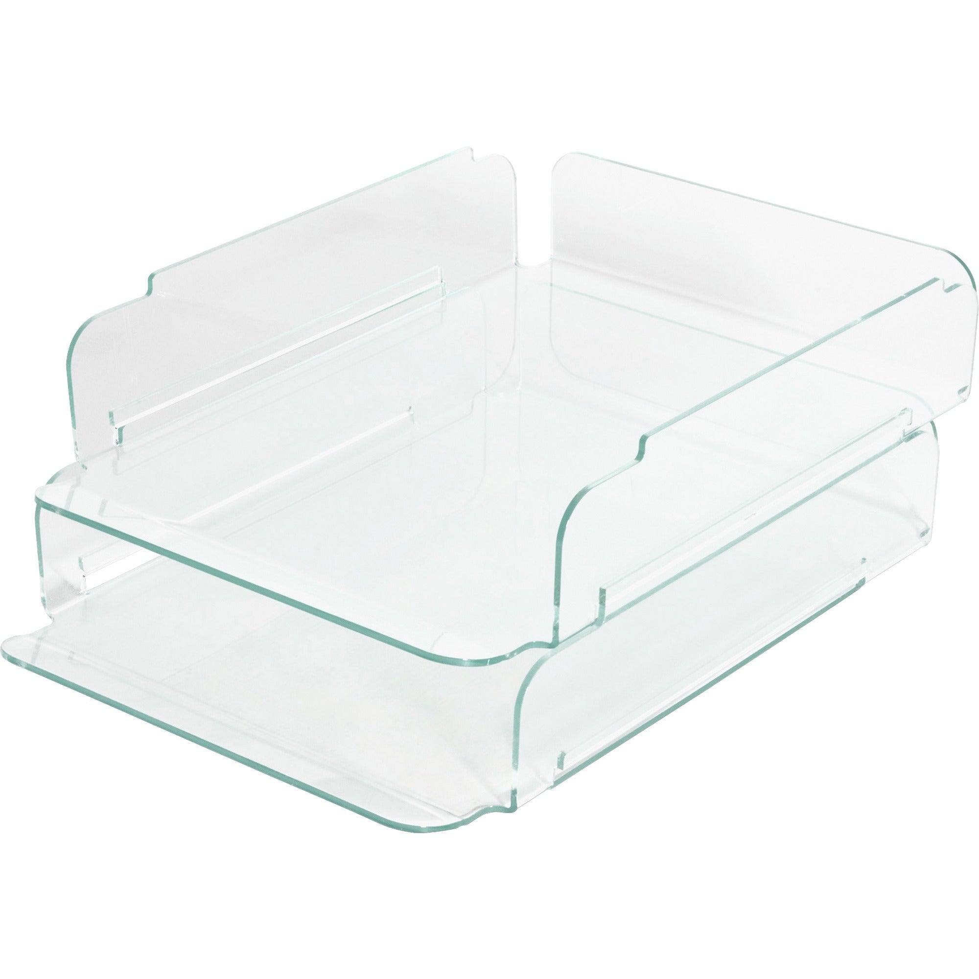 Lorell Stacking Document Trays - Desktop - Durable, Lightweight, Non-skid, Stackable - Clear - Acrylic - 1 Each -