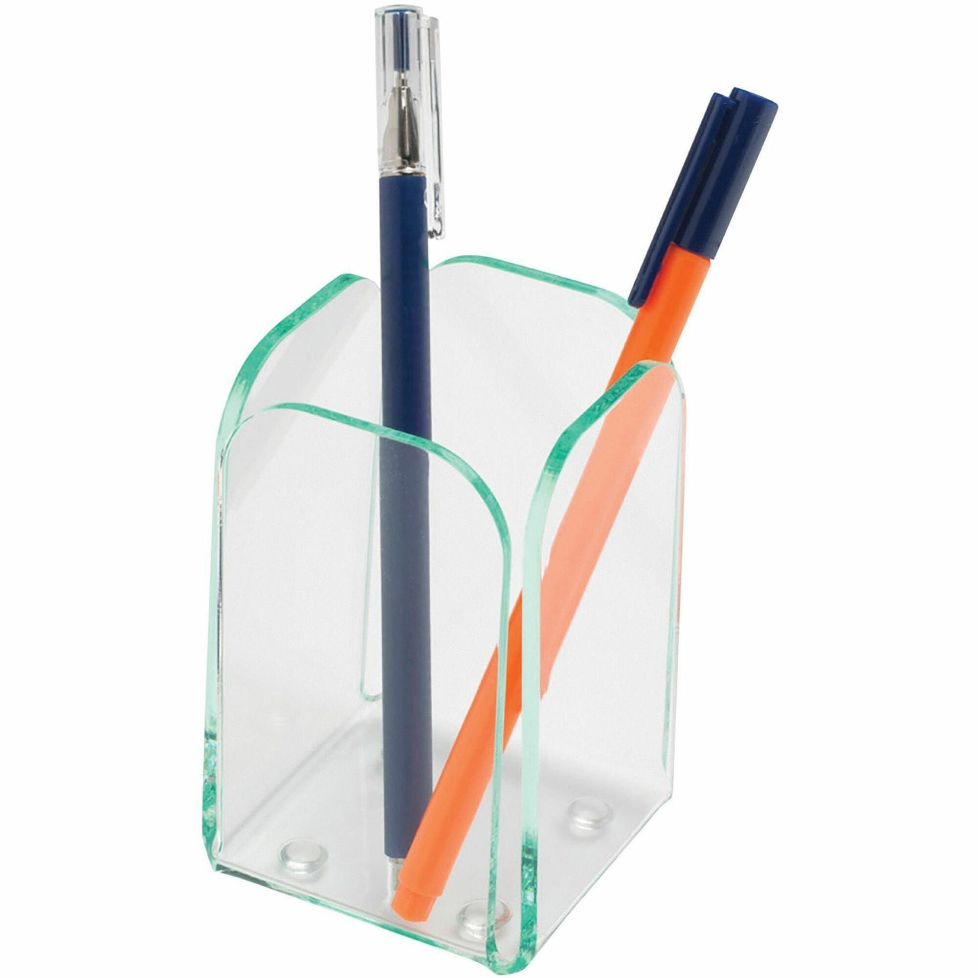 Lorell Desktop Pencil Cup - Acrylic - 1 Each - Green, Transparent -