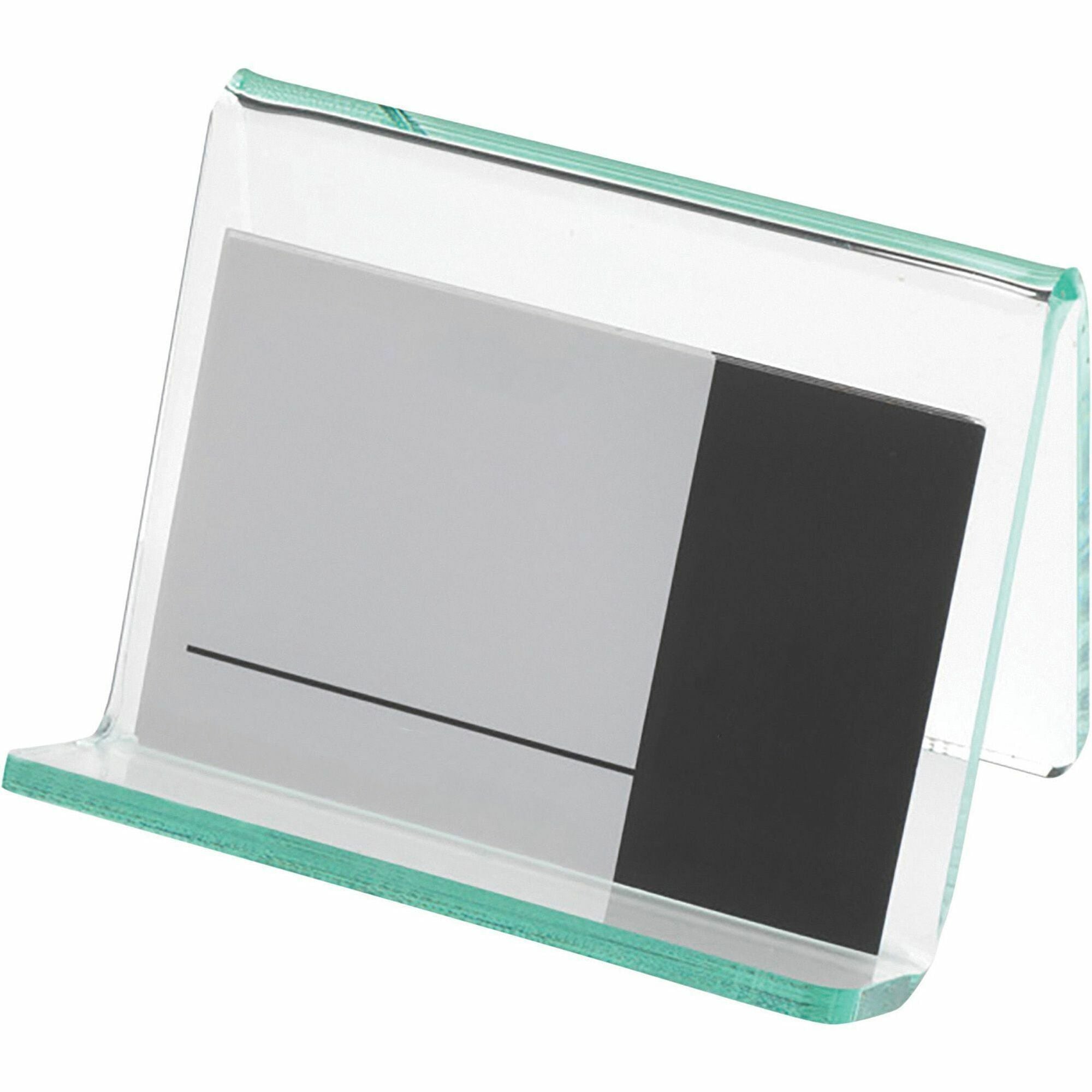 Lorell Business Card Holder - Acrylic - 1 Each - Green, Transparent -