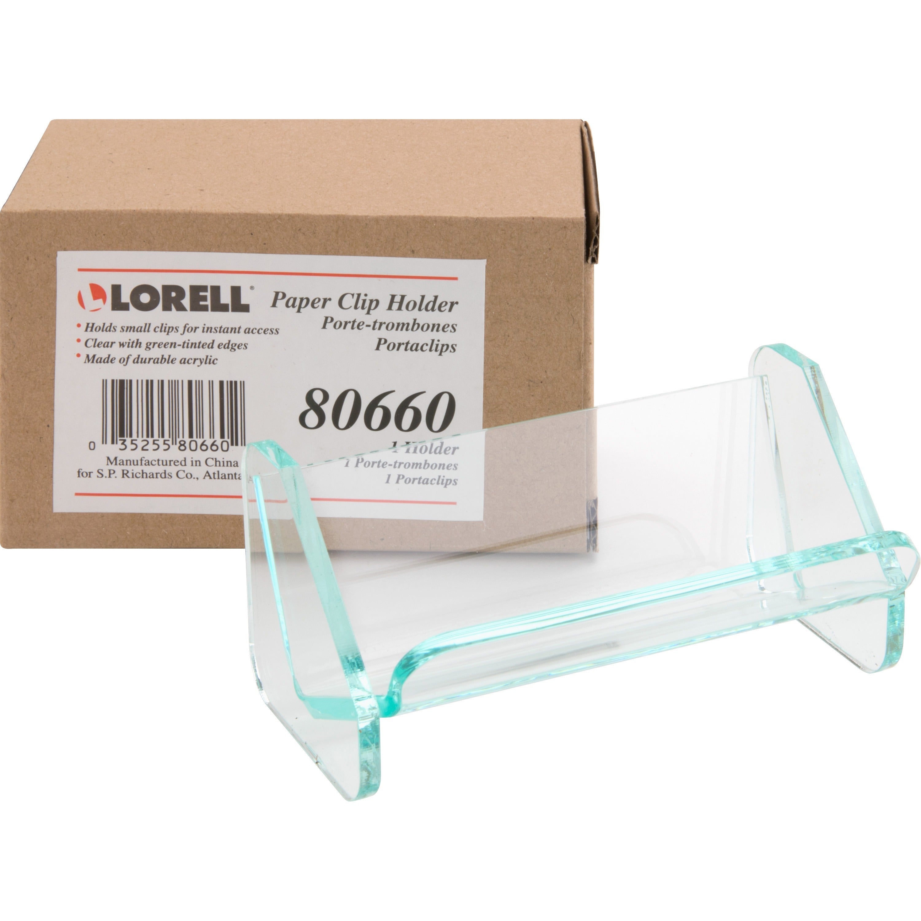 lorell-paper-clip-holder-acrylic-1-each-green-transparent_llr80660 - 1