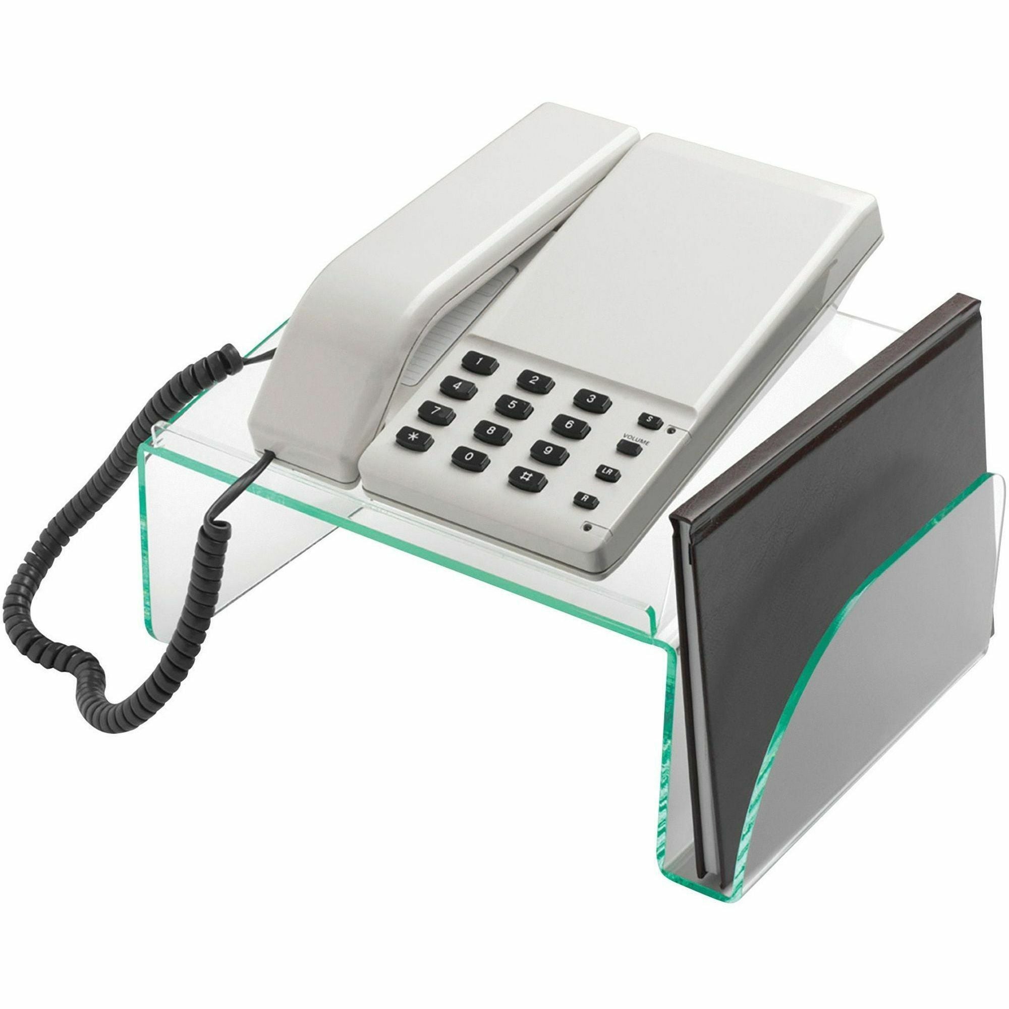 Lorell Phone Stand - 5.5" Height x 11" Width x 10" Depth - Acrylic - Clear, Green -