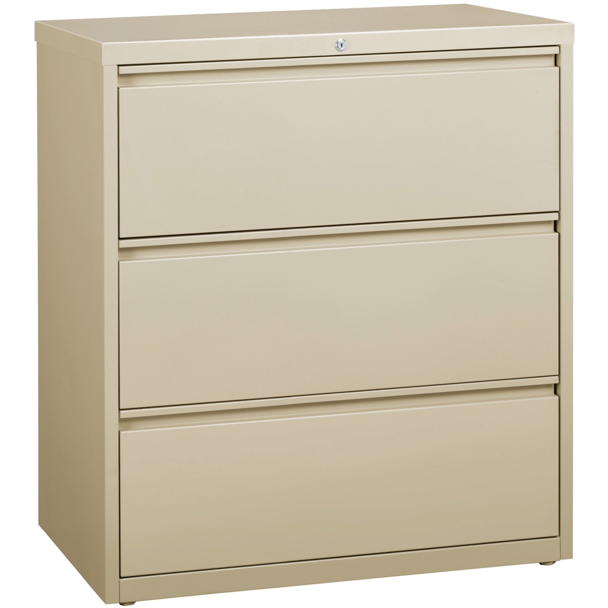 Lorell Fortress Series Lateral File - 36" x 18.6" x 40.3" - 3 x Drawer(s) for File - Letter, Legal, A4 - Lateral - Locking Drawer, Magnetic Label Holder, Ball-bearing Suspension, Leveling Glide - Putty - Steel - Recycled -