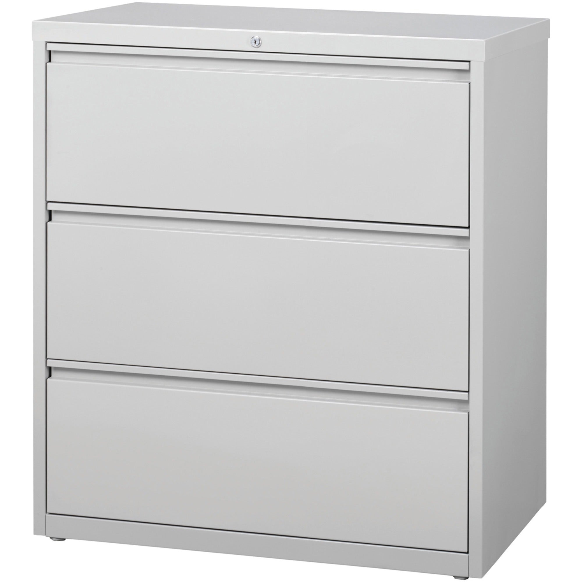 Lorell Fortress Series Lateral File - 36" x 18.6" x 40.3" - 3 x Drawer(s) for File - Letter, Legal, A4 - Lateral - Locking Drawer, Magnetic Label Holder, Ball-bearing Suspension, Leveling Glide, Locking Bar, Hanging Rail - Light Gray - Steel - Recycl -