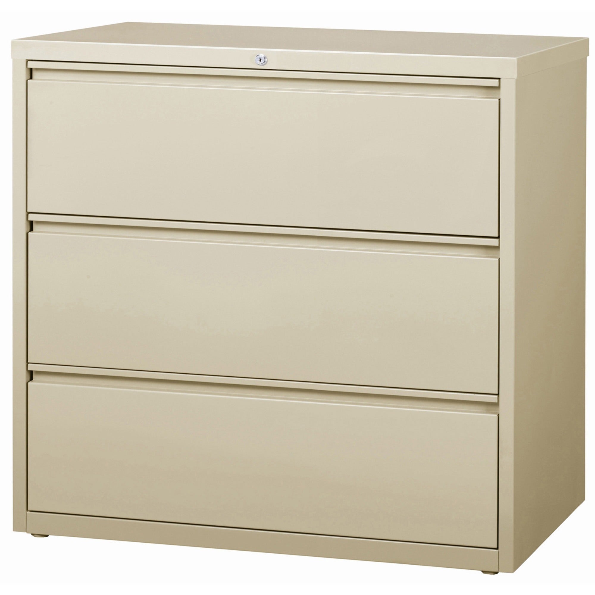 Lorell Fortress Series Lateral File - 42" x 18.6" x 40.3" - 3 x Drawer(s) for File - Letter, Legal, A4 - Lateral - Locking Drawer, Magnetic Label Holder, Ball-bearing Suspension, Leveling Glide - Putty - Steel - Recycled -