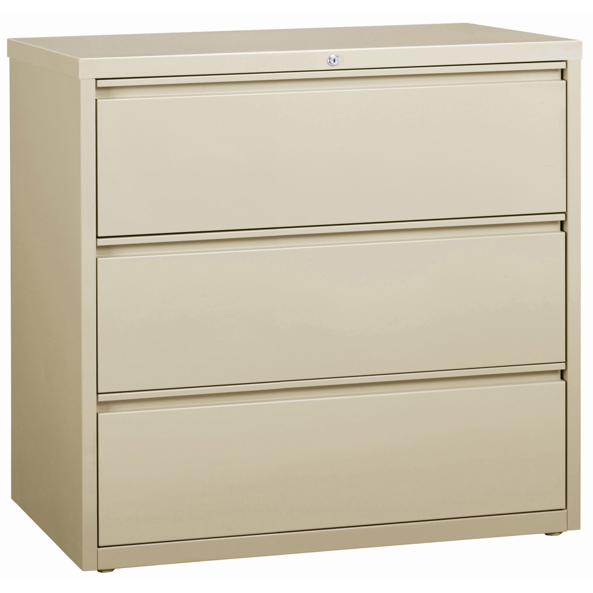 Lorell Fortress Series Lateral File - 42" x 18.6" x 40.3" - 3 x Drawer(s) for File - Letter, Legal, A4 - Lateral - Locking Drawer, Magnetic Label Holder, Ball-bearing Suspension, Leveling Glide - Putty - Steel - Recycled -