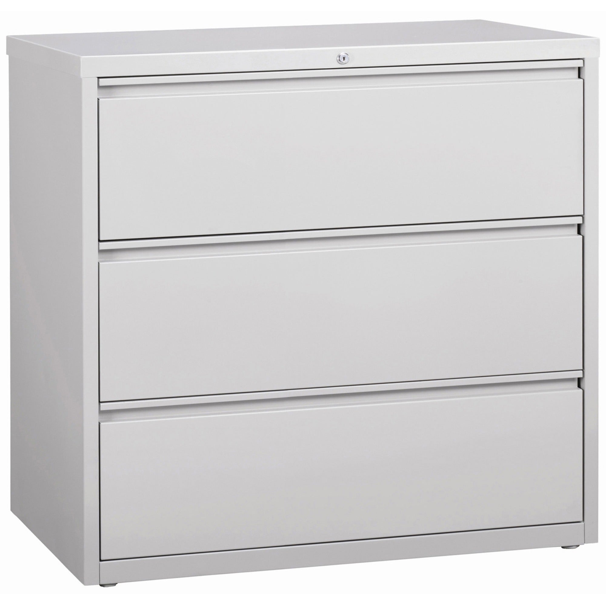 Lorell Fortress Series Lateral File - 42" x 18.6" x 40.3" - 3 x Drawer(s) for File - Letter, Legal, A4 - Lateral - Locking Drawer, Magnetic Label Holder, Ball-bearing Suspension, Leveling Glide - Light Gray - Steel - Recycled -