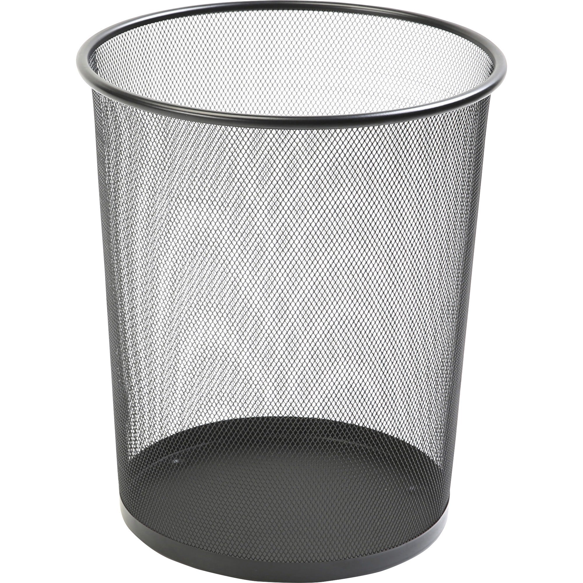 Lorell Mesh Waste Bin - 4.70 gal Capacity - Round - 14.3" Height x 12" Diameter - Steel - Black - 1 Each -