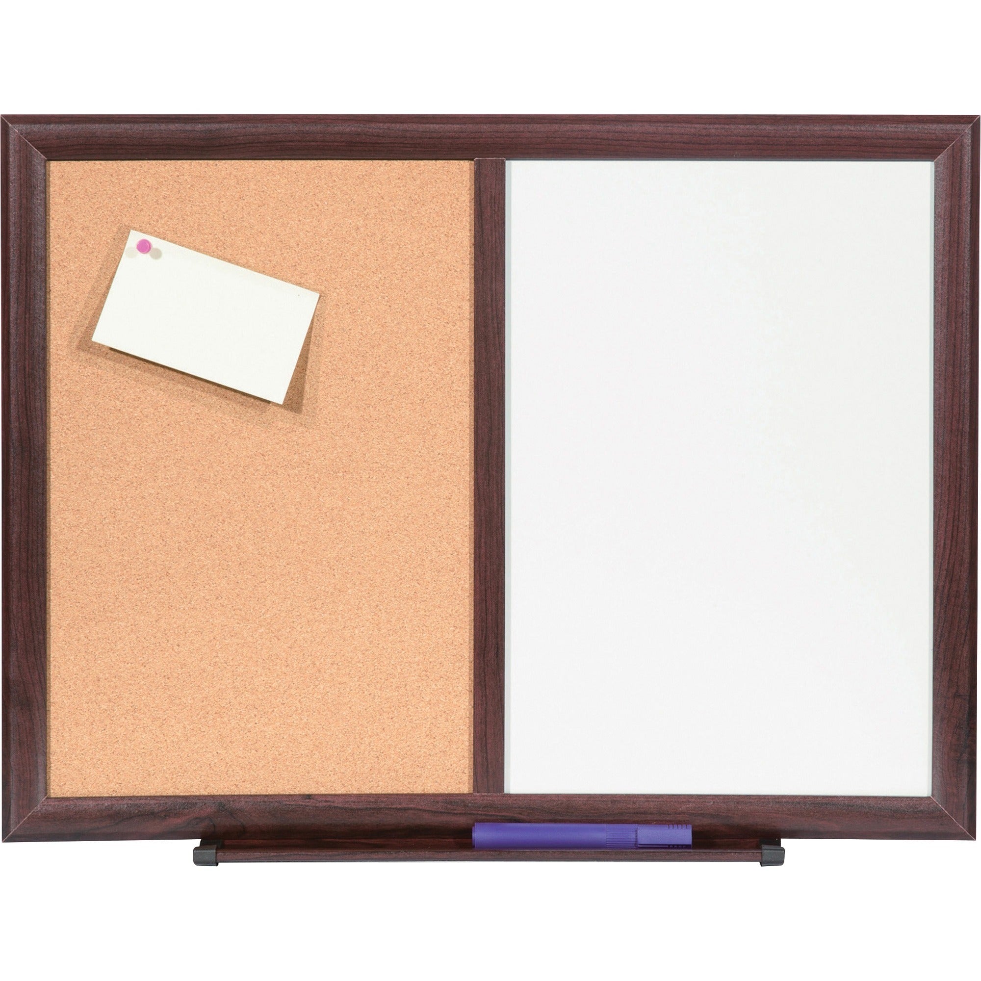 Lorell Combo Dry-Erase/Cork Board - 24" (2 ft) Width x 18" (1.5 ft) Height - Melamine Surface - Mahogany Wood Frame - 1 Each -