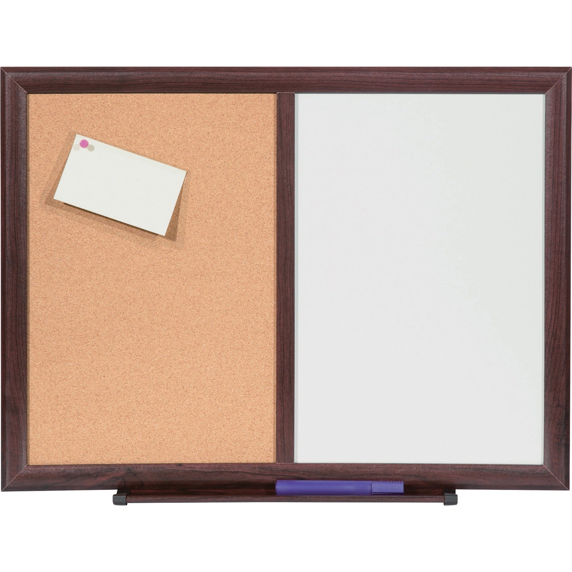 Lorell Combo Dry-Erase/Cork Board - 36" (3 ft) Width x 48" (4 ft) Height - Melamine Surface - Mahogany Wood Frame - 1 Each -