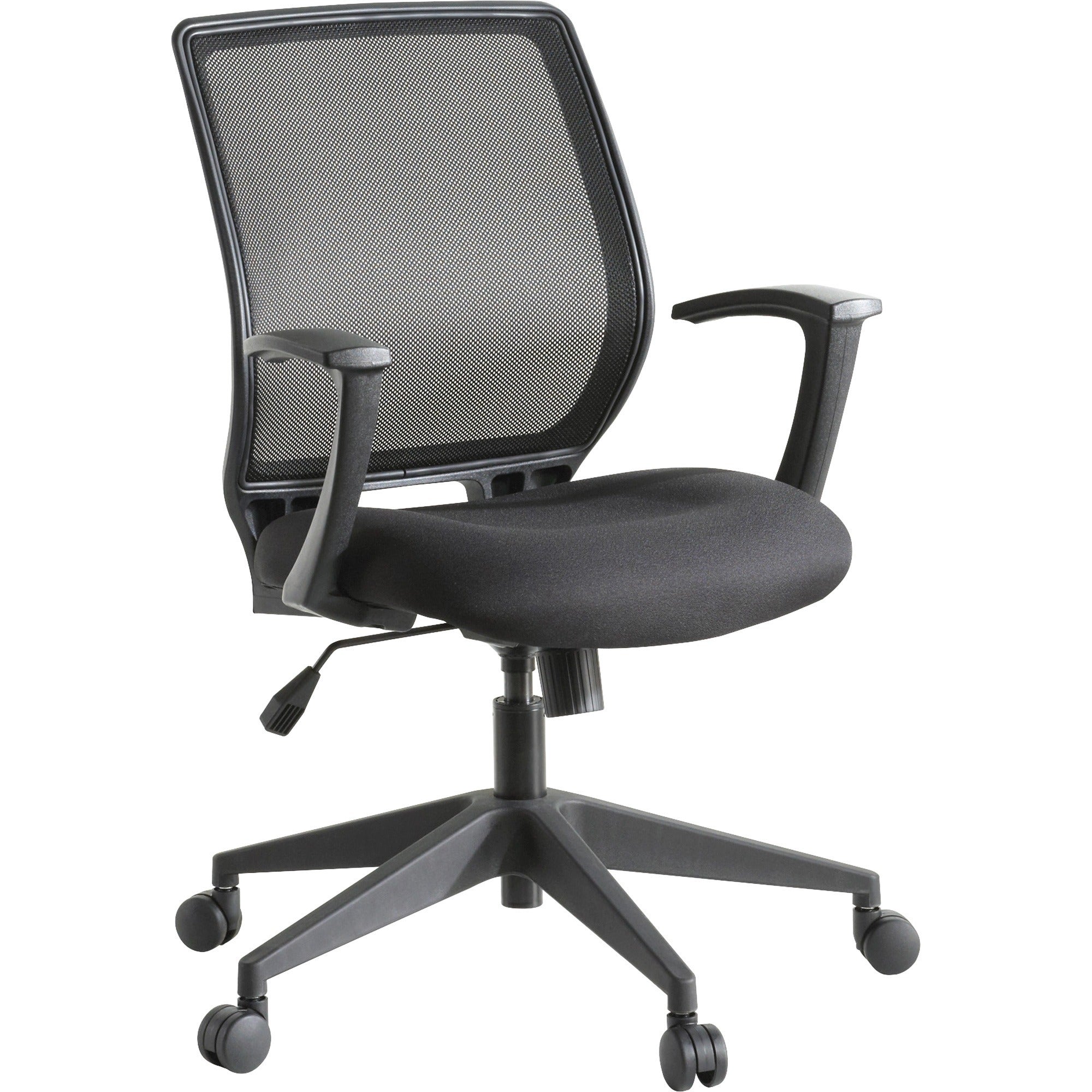 Lorell Executive Mid-back Work Chair - Black Seat - 5-star Base - Black - 1 Each -