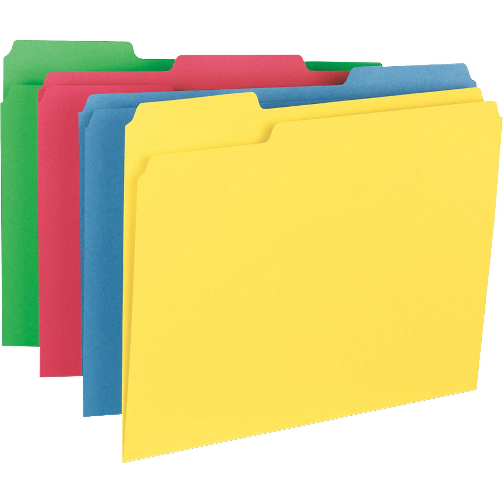 Business Source 1/3 Tab Cut Letter Recycled Top Tab File Folder - 8 1/2" x 11" - Top Tab Location - Assorted Position Tab Position - Assorted - 10% Recycled - 50 / Box -
