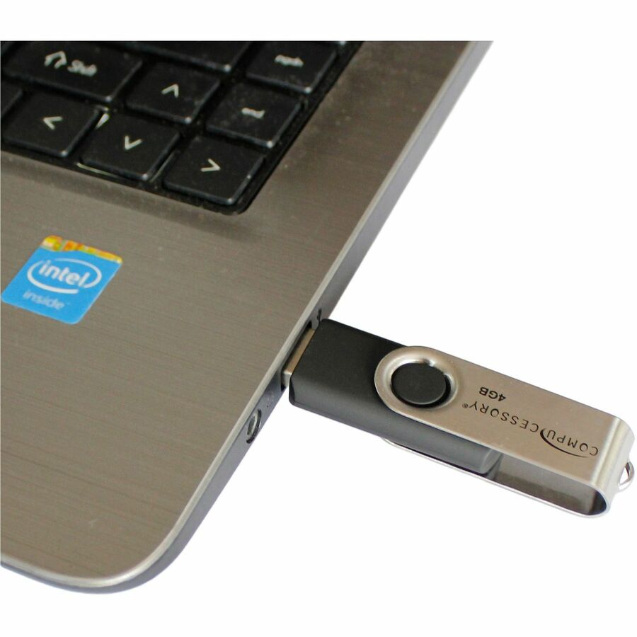 Compucessory Password Protected USB Flash Drives - 4 GB - USB 2.0 - 12 MB/s Read Speed - 5 MB/s Write Speed - Aluminum - 1 Year Warranty - 1 Each -