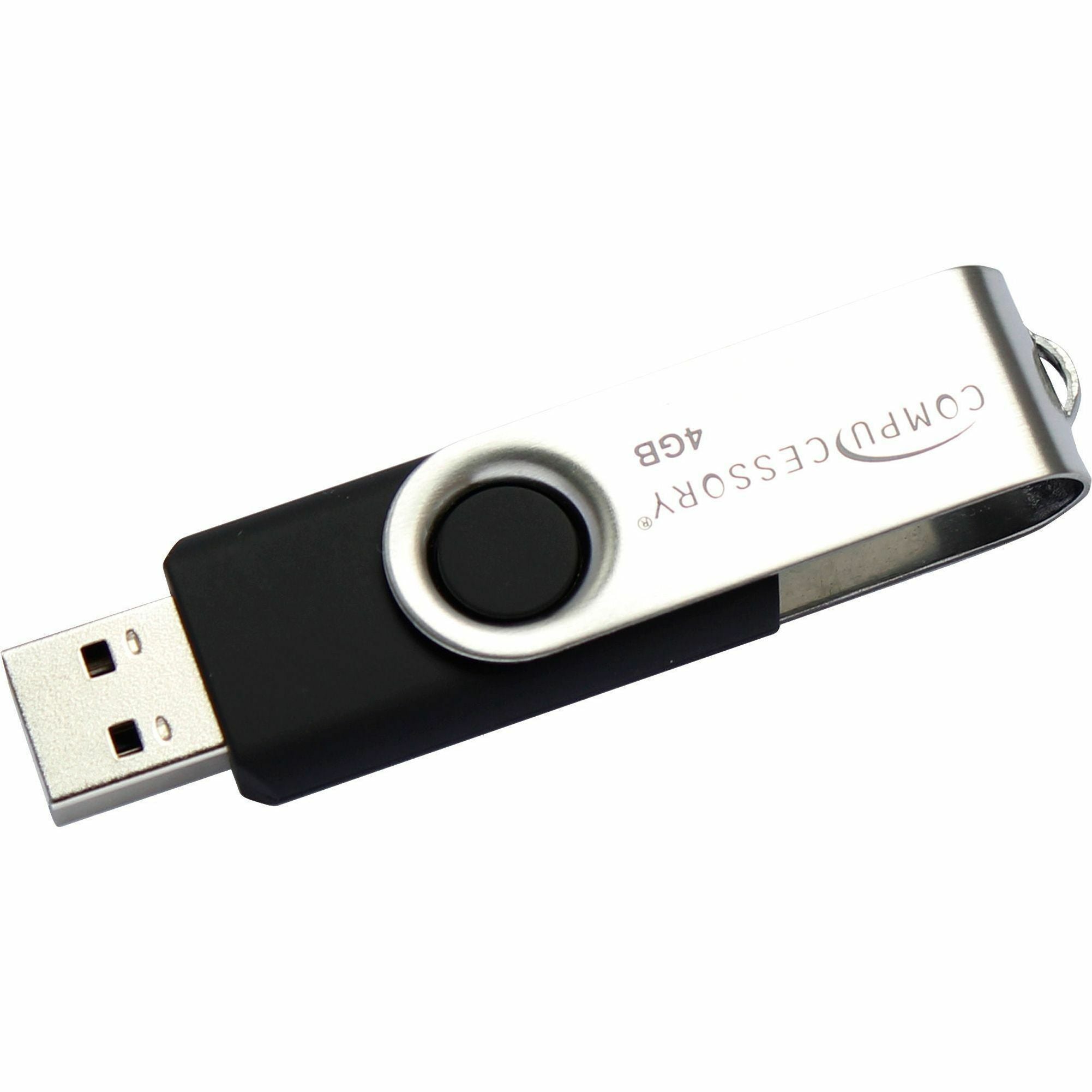 Compucessory 4GB USB 2.0 Flash Drive - 4 GB - USB 2.0 - 12 MB/s Read Speed - 5 MB/s Write Speed - Aluminum - 1 Year Warranty - 1 Each -