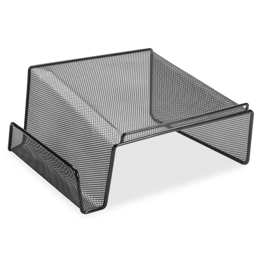 Lorell Mesh Wire Angled Height Mesh Phone Stand - 11.1" x 10.1" x 5.3" x - Steel - 1 Each - Black -