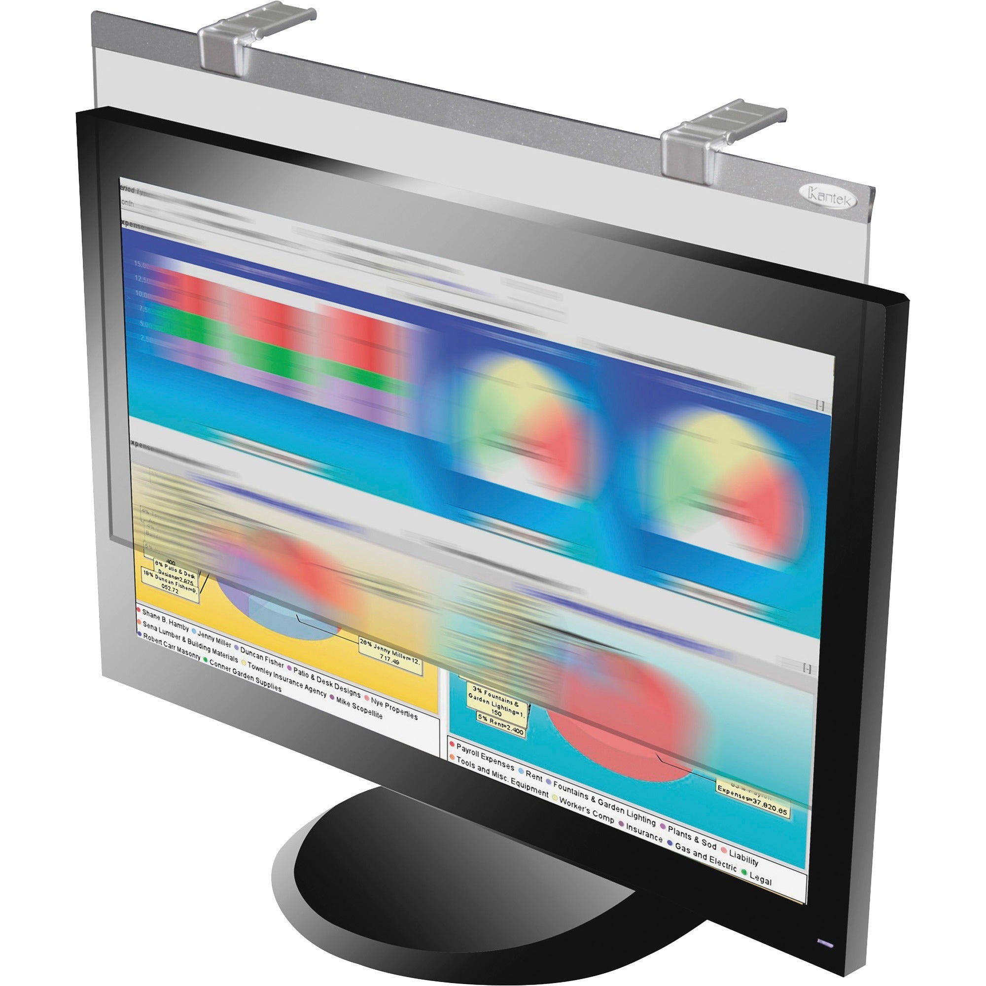 Kantek LCD Privacy/antiglare Wide Screen Filters Silver - For 24" Widescreen Monitor - Scratch Resistant - Anti-glare - 1 Pack -
