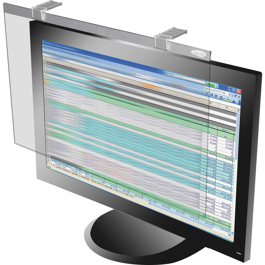 Kantek LCD Privacy/antiglare Wide Screen Filters Silver - For 24" Widescreen Monitor - Scratch Resistant - Anti-glare - 1 Pack -
