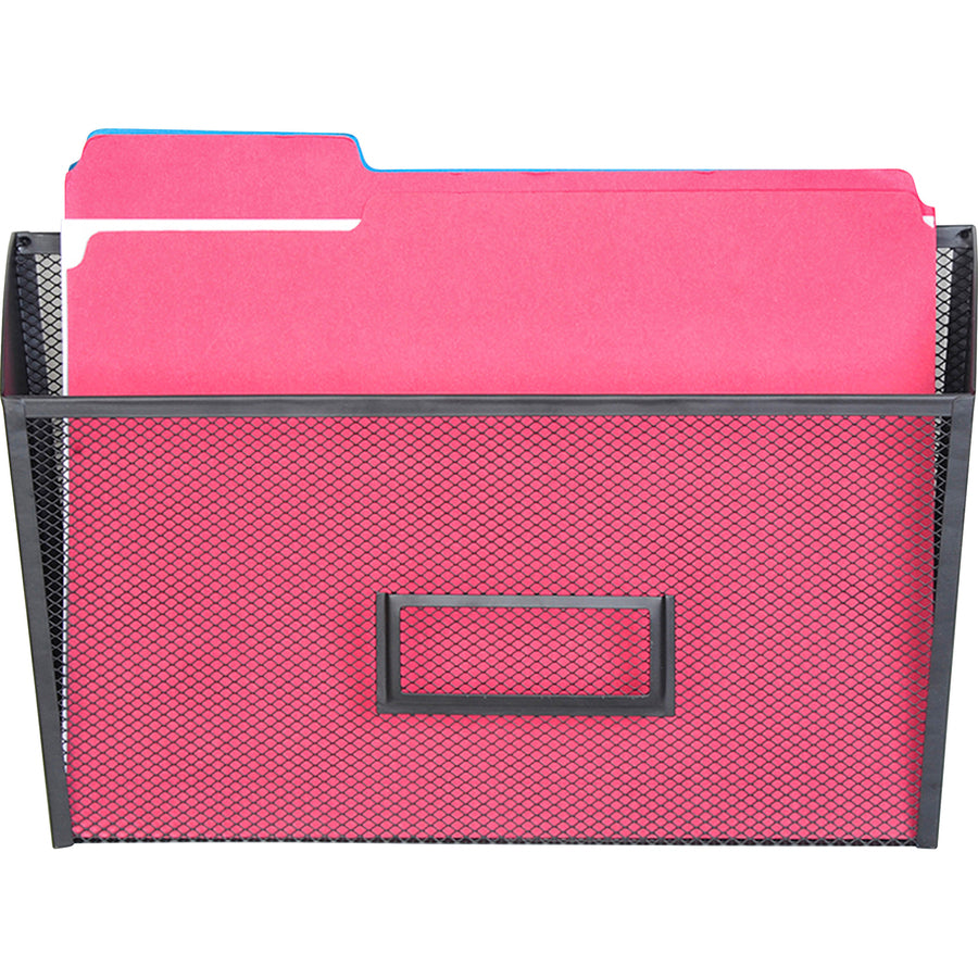 Lorell Mesh Wire Wall Pocket - 6.6" Height x 12.6" Width x 4.8" Depth - Black - 1 Each -