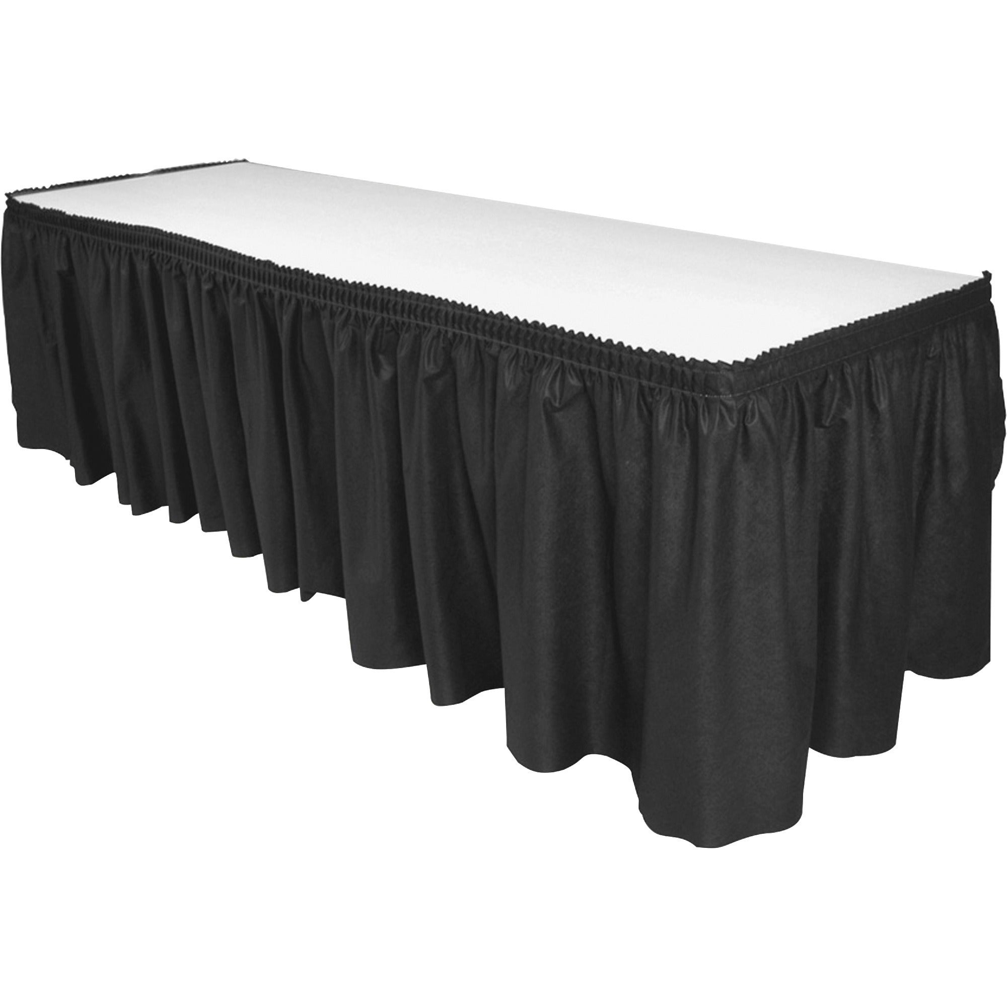 Genuine Joe Nonwoven Table Skirts - 14 ft Length x 29" Width - Adhesive Backing - Polyester - Black - 1 Each -