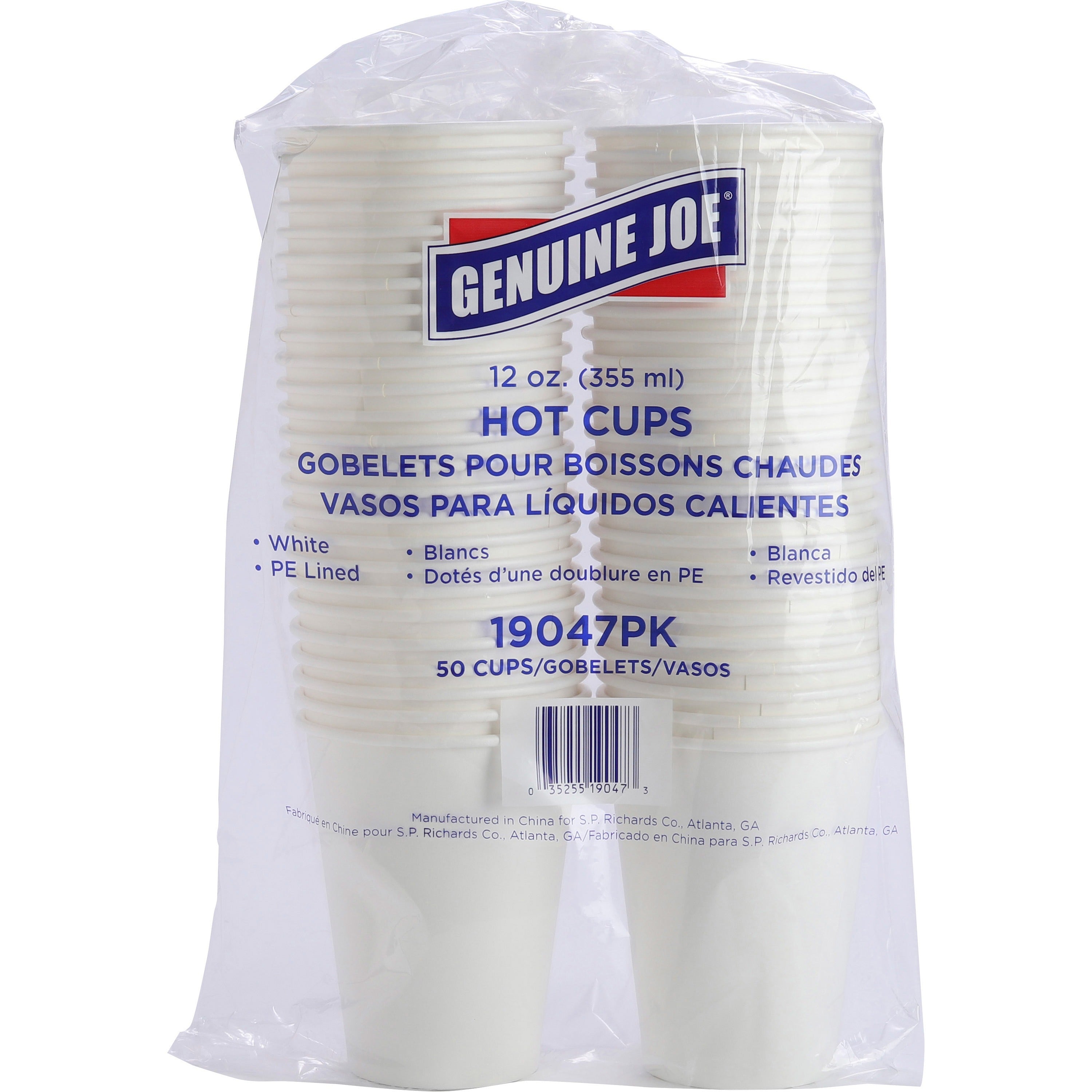 Genuine Joe 12 oz Disposable Hot Cups - 50.0 / Pack - 20 / Carton - White - Polyurethane - Hot Drink, Beverage -