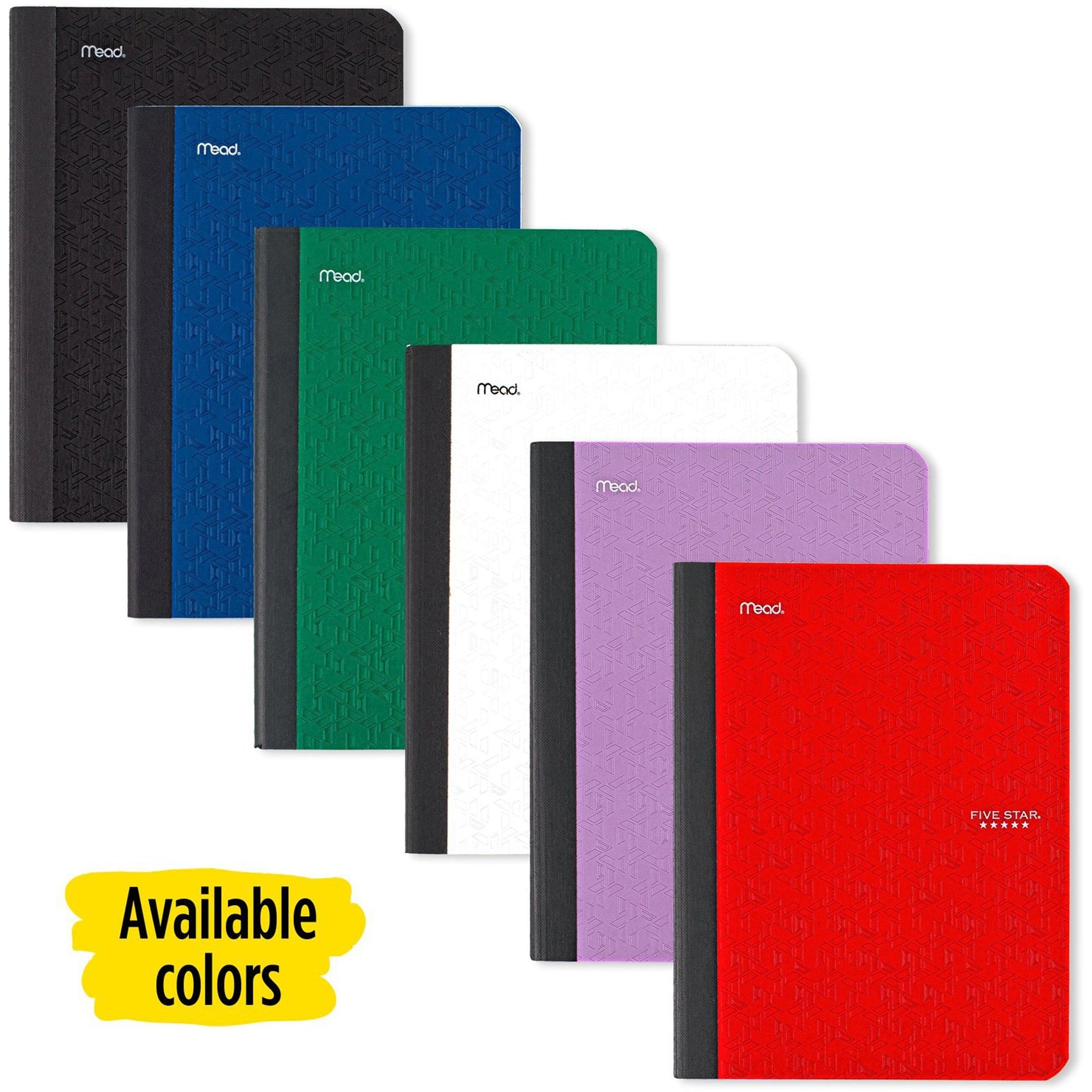 Mead Five Star Composition Book - 100 Sheets - Sewn - Wide Ruled - 9 3/4" x 7 1/2" - Schedule, Double Sided Sheet, Smooth, Durable - 1 Each