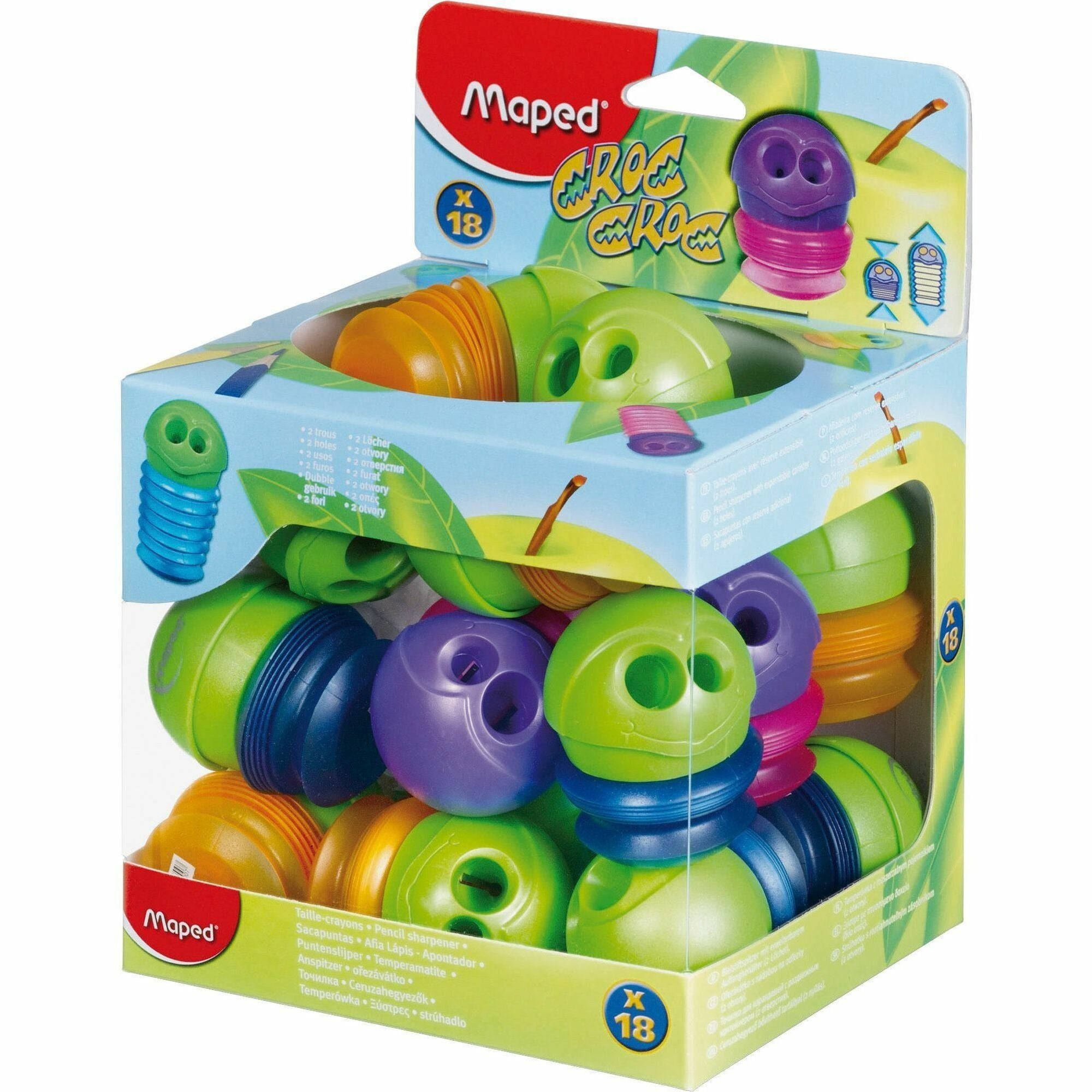Helix Croc Croc 2-hole Pencil Sharpeners Canister - 2 Hole(s) - Assorted - 18 / Box -