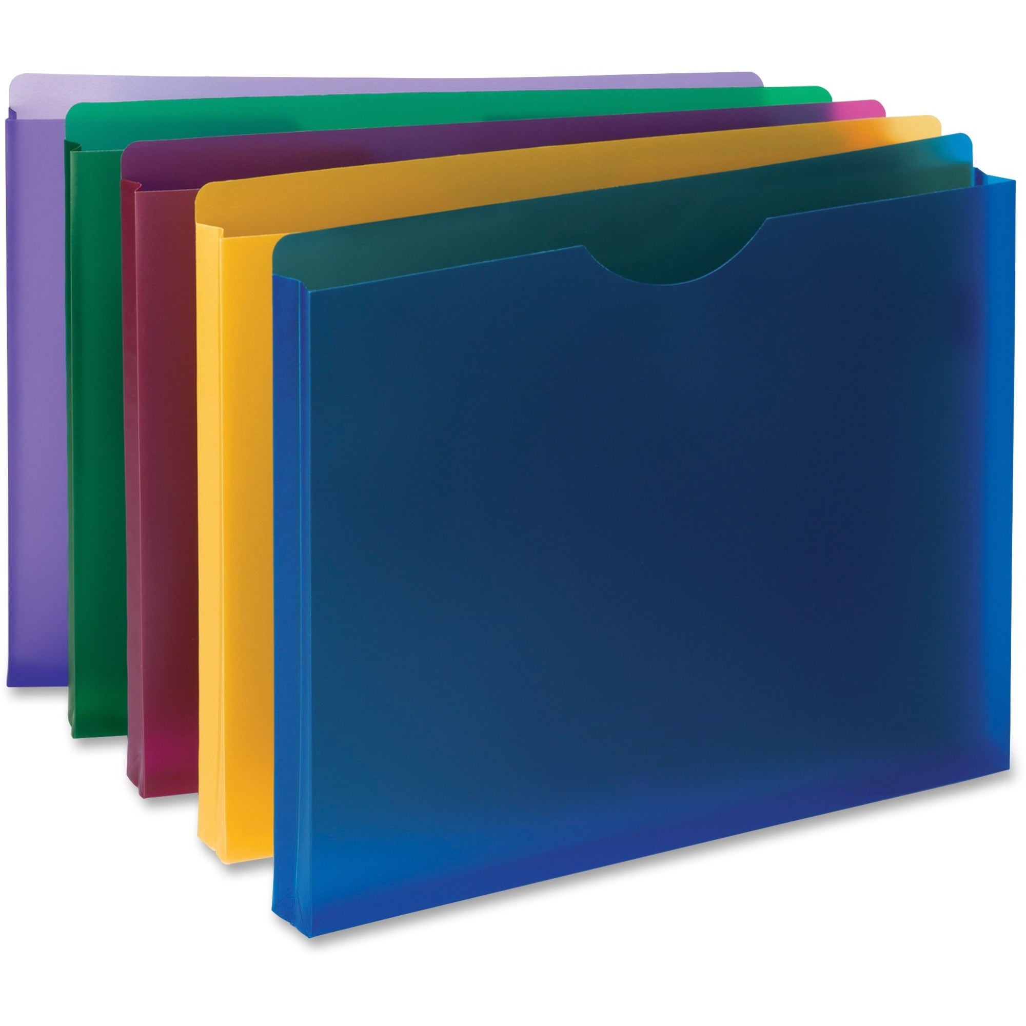 Smead Straight Tab Cut Letter File Jacket - 1" Folder Capacity - 8 1/2" x 11" - 1" Expansion - Blue, Red, Yellow, Green, Purple - 10 / Pack -