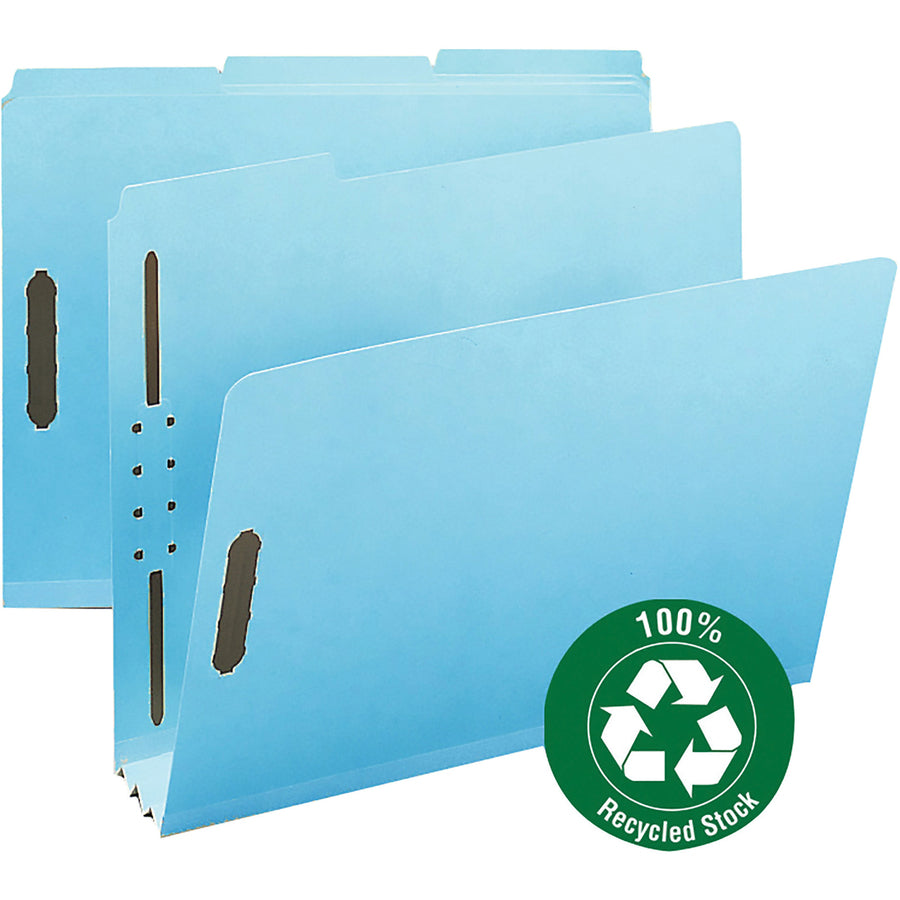 smead-1-3-tab-cut-letter-recycled-fastener-folder-8-1-2-x-11-350-sheet-capacity-3-expansion-2-x-2k-fasteners-assorted-position-tab-position-pressboard-blue-100%-recycled-25-box_smd15002 - 2