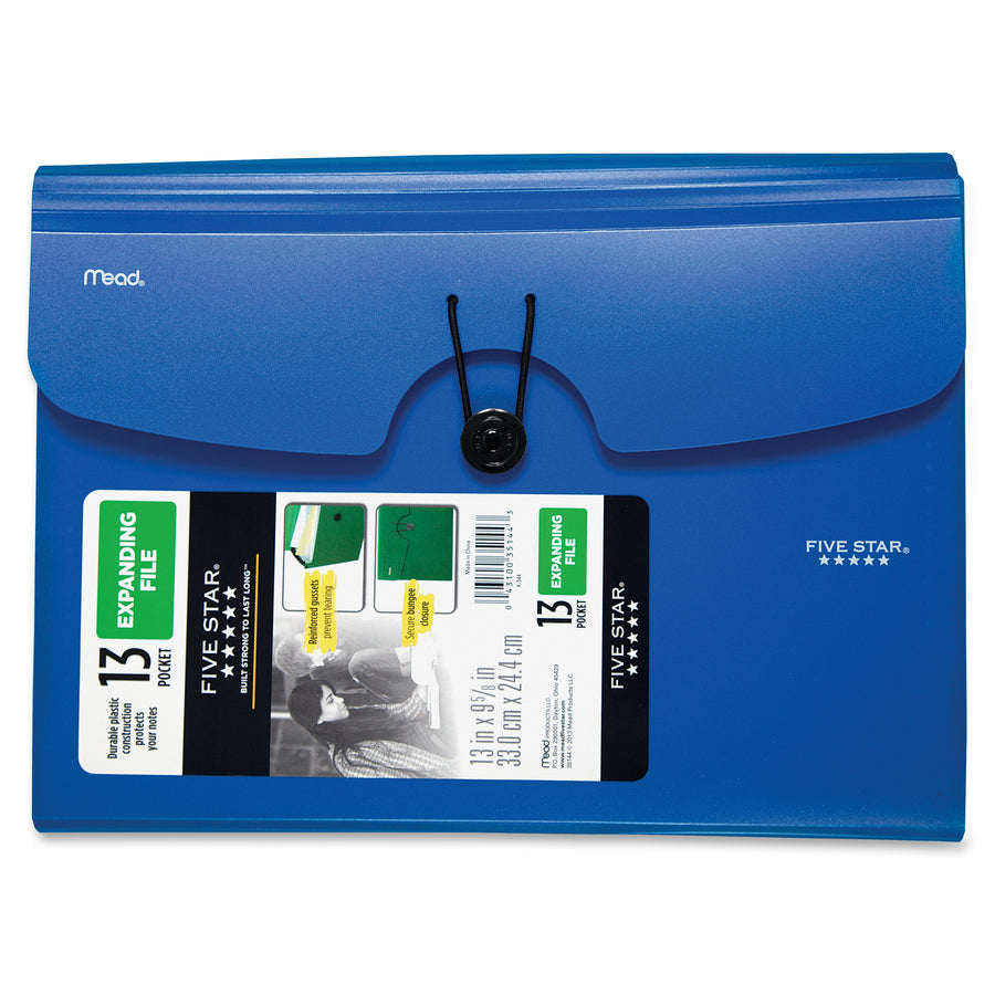 Five Star Letter Expanding File - 8 1/2" x 11" - 13 Pocket(s) - Assorted - 1 Each -