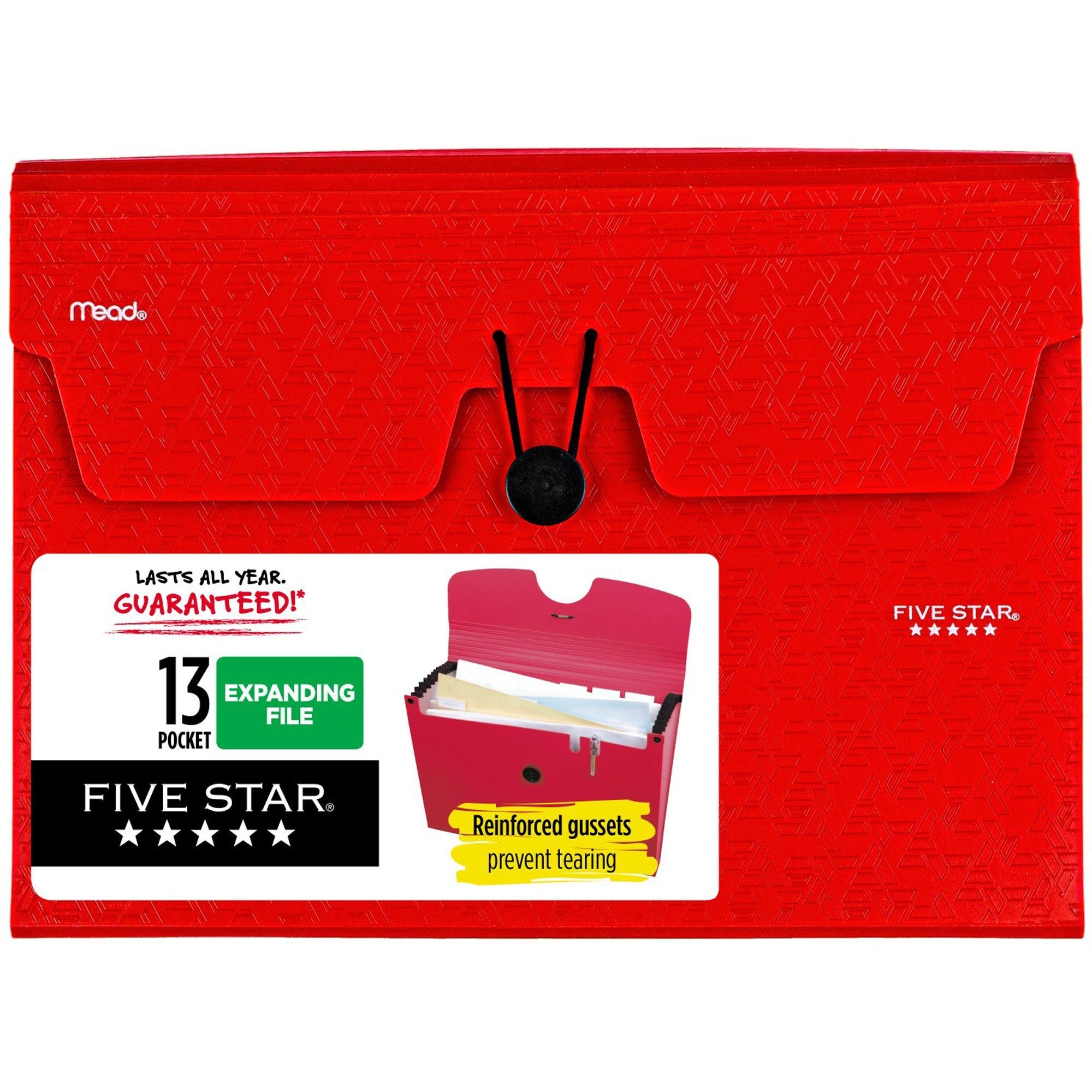 Five Star Letter Expanding File - 8 1/2" x 11" - 13 Pocket(s) - Assorted - 1 Each -