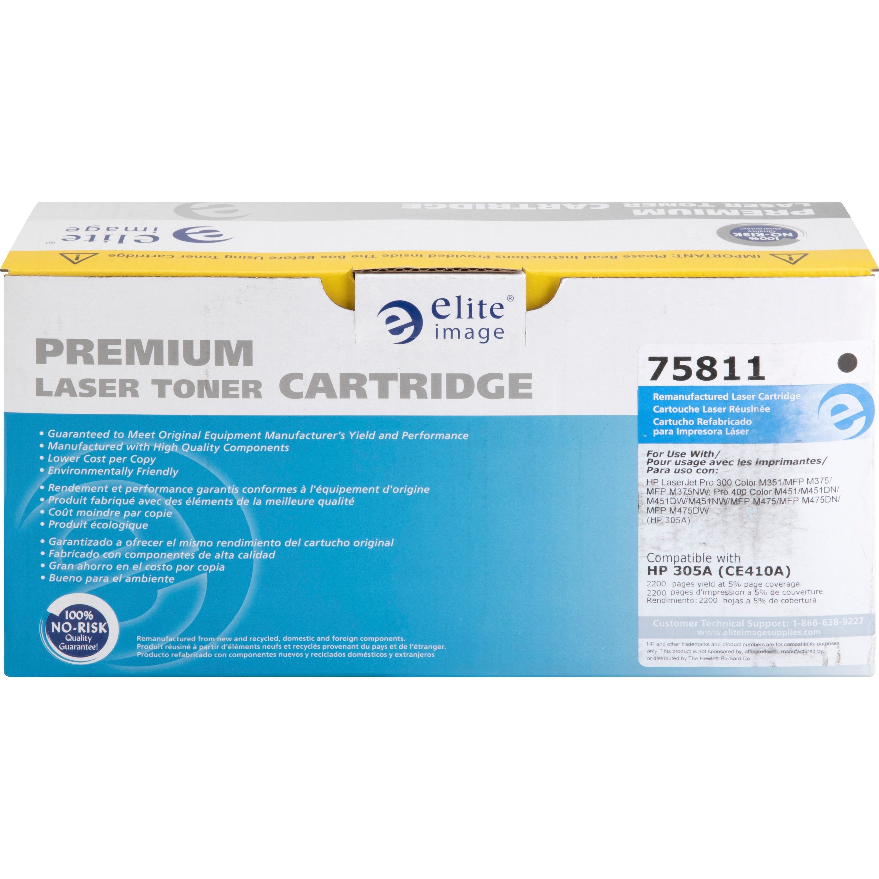 Elite Image Remanufactured Laser Toner Cartridge - Alternative for HP 305A (CE410A) - Black - 1 Each - 2200 Pages - 2