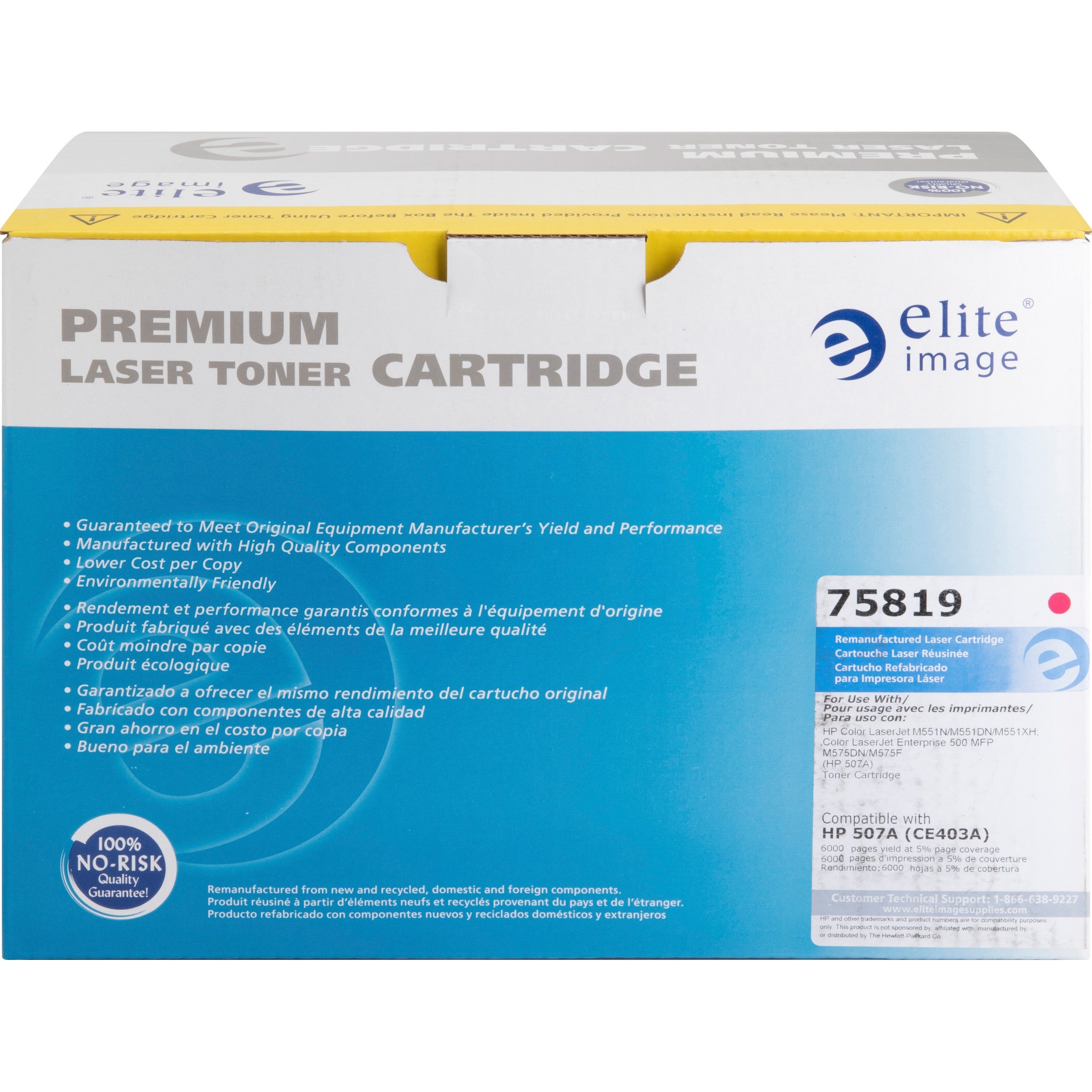 Elite Image Remanufactured Laser Toner Cartridge - Alternative for HP 507A (CE403A) - Magenta - 1 Each - 6000 Pages - 2