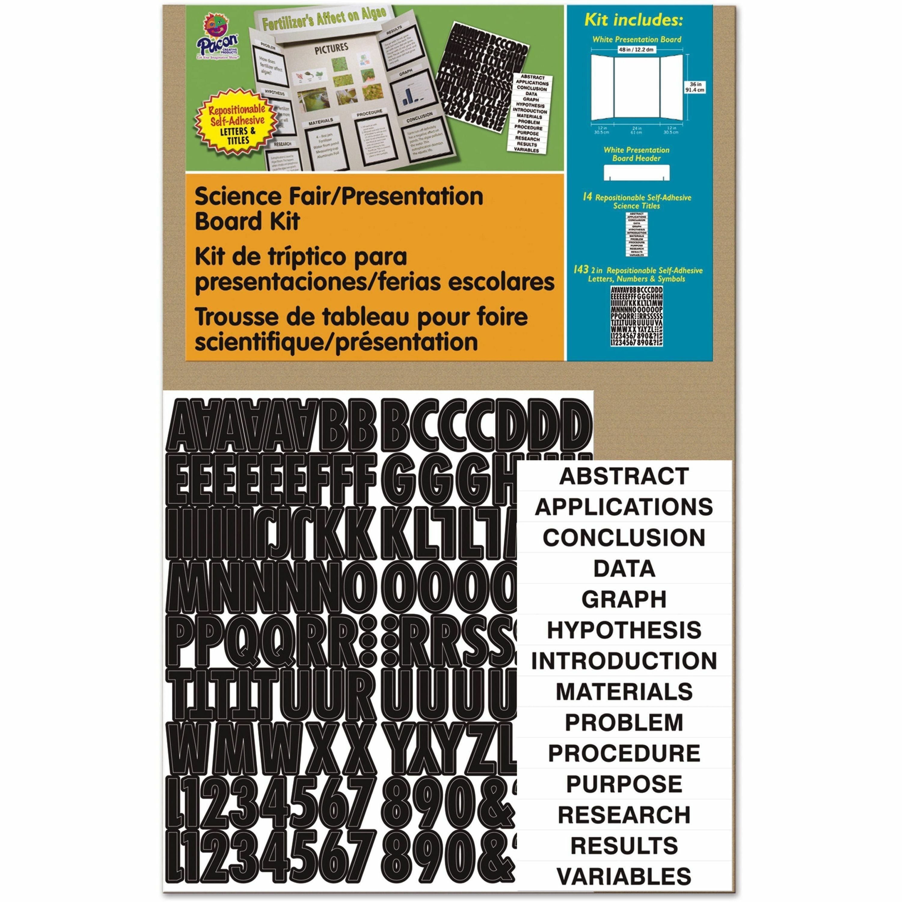 Pacon Science Fair Presentation Board - Science Project - 48"Height x 36"Width - 1 / Kit - White -