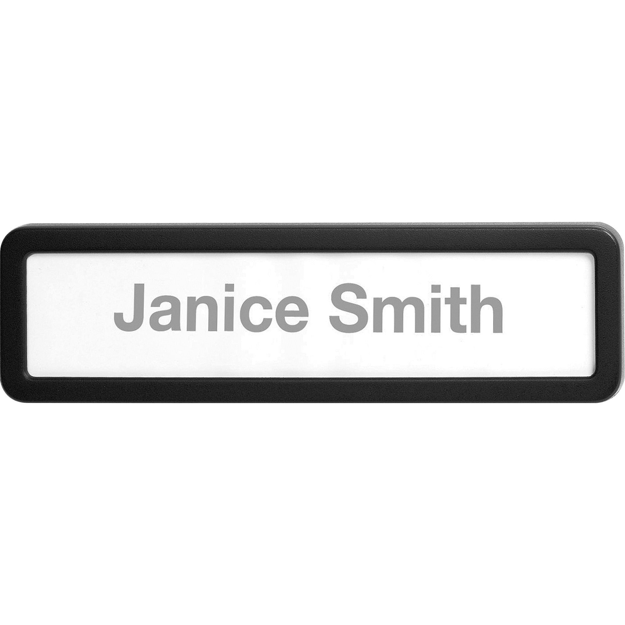 Lorell Recycled Cubicle Nameplate - 1 Each - 0.9" Width x 2.7" Height - Wall - Plastic - Black -
