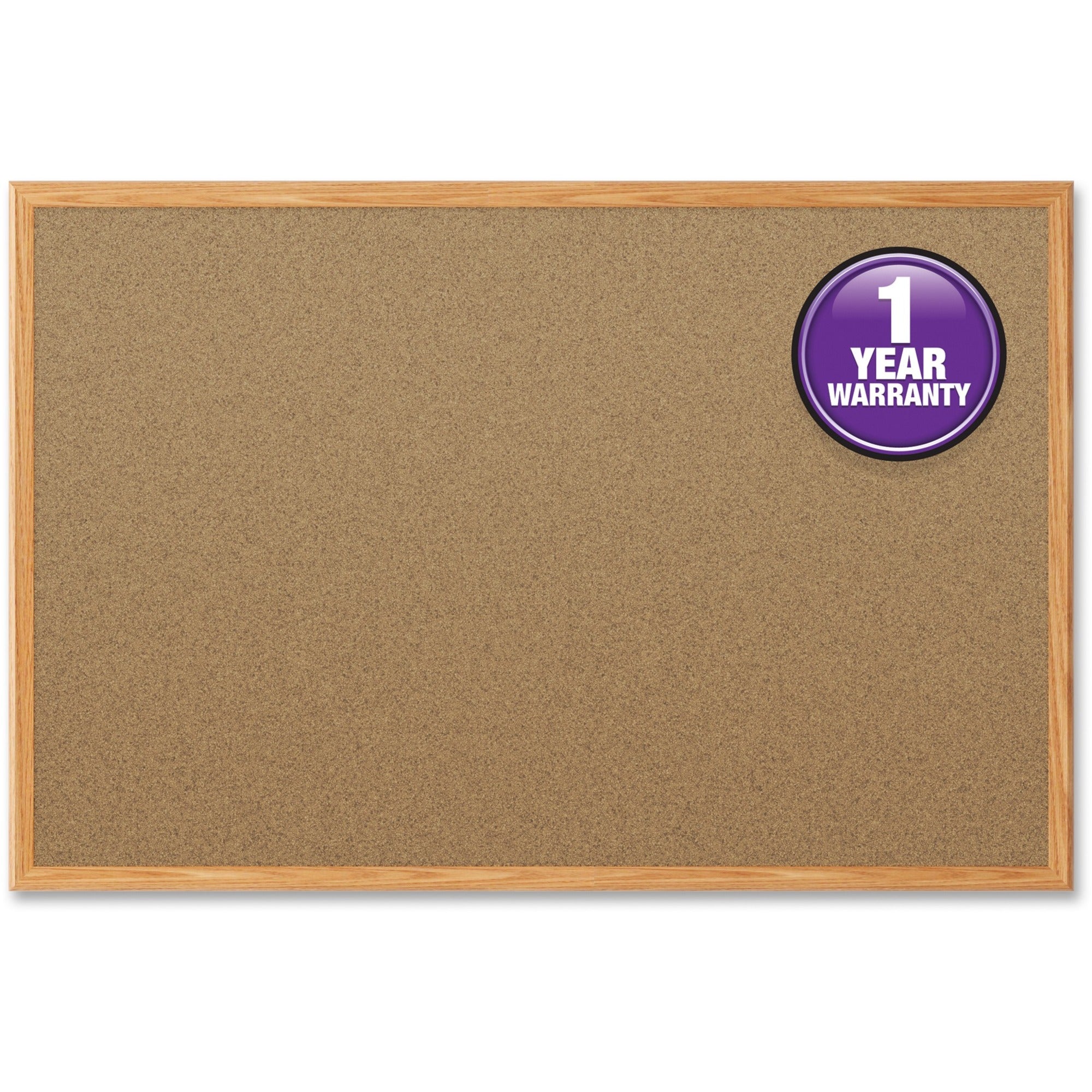 Mead Classic Cork Bulletin Board - 36" Height x 24" Width - Natural Cork Surface - Self-healing - Oak Aluminum Frame - 1 Each -
