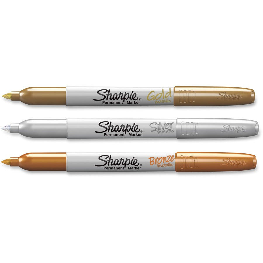 Sharpie Metallic Fine Point Permanent Marker - Fine Marker Point - Gold, Silver, Bronze Alcohol Based Ink - 3 / Set -