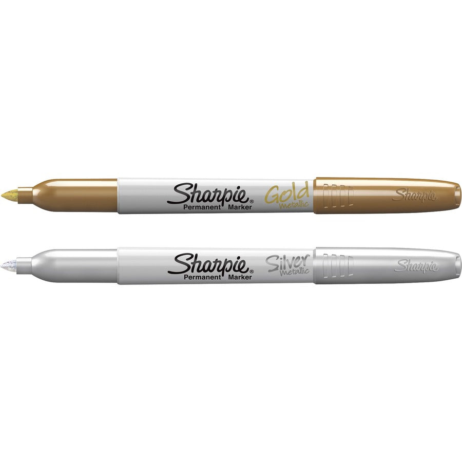 Sharpie Metallic Fine Point Permanent Marker - Fine Marker Point - Gold, Silver Alcohol Based Ink - 2 / Set -