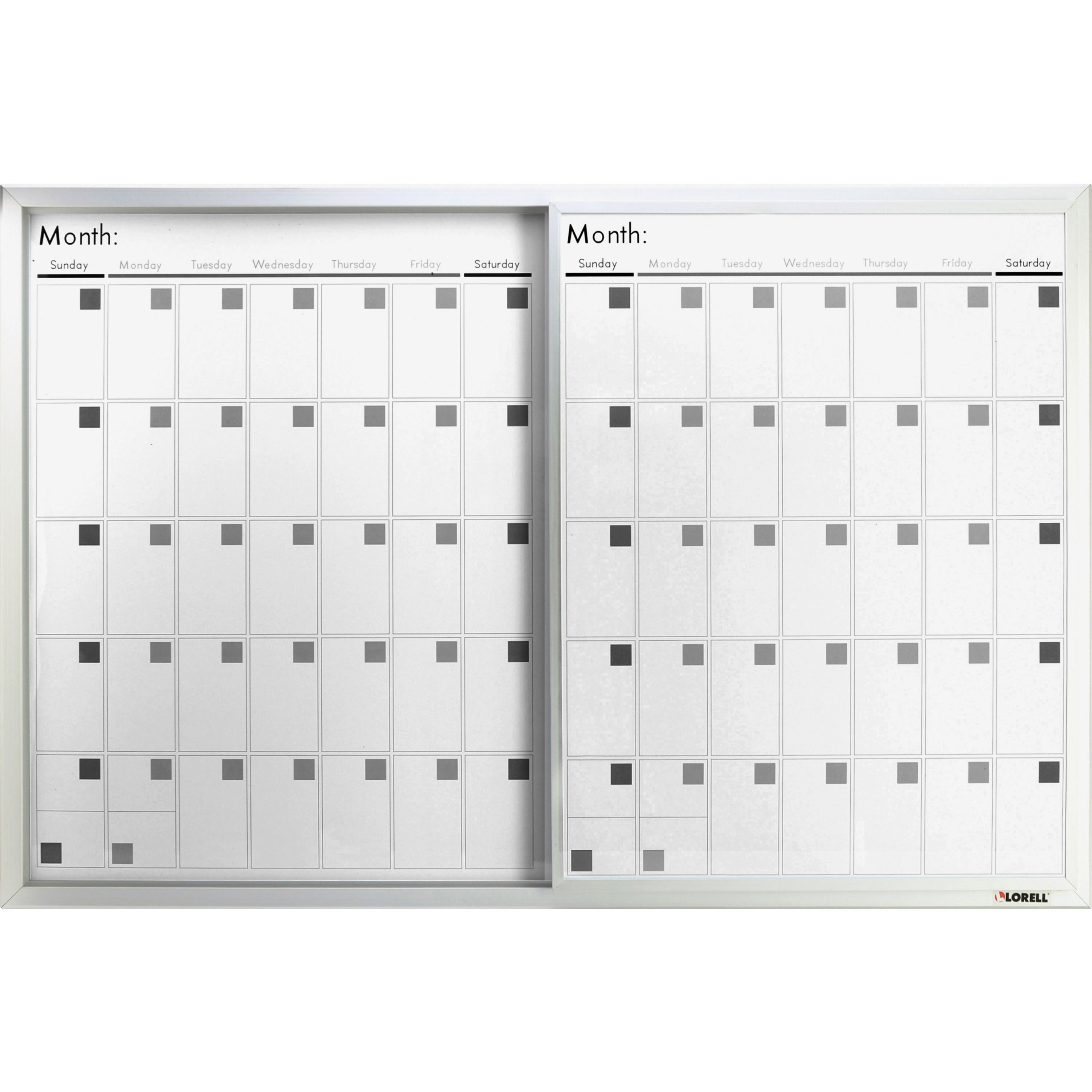 Lorell Magnetic Dry-Erase Calendar Board - 36" (3 ft) Width x 24" (2 ft) Height - Frost Surface - Rectangle - Magnetic - Stain Resistant - Assembly Required - 1 Each -