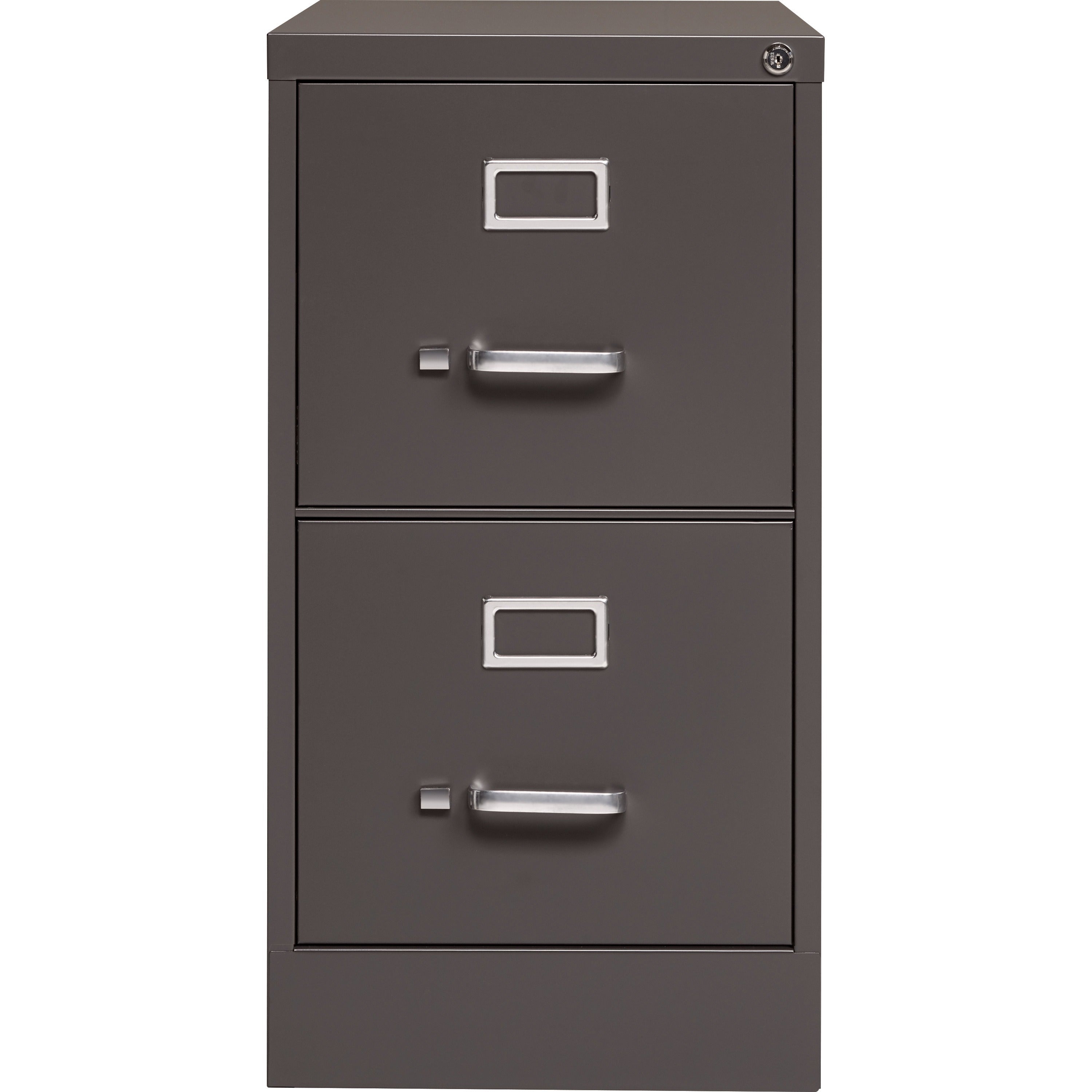 Lorell Fortress Series 26-1/2" Commercial-Grade Vertical File Cabinet - 15" x 26.5" x 28.4" - 2 x Drawer(s) for File - Letter - Vertical - Label Holder, Drawer Extension, Ball-bearing Suspension, Heavy Duty, Security Lock - Medium Tone - Steel - Recy -