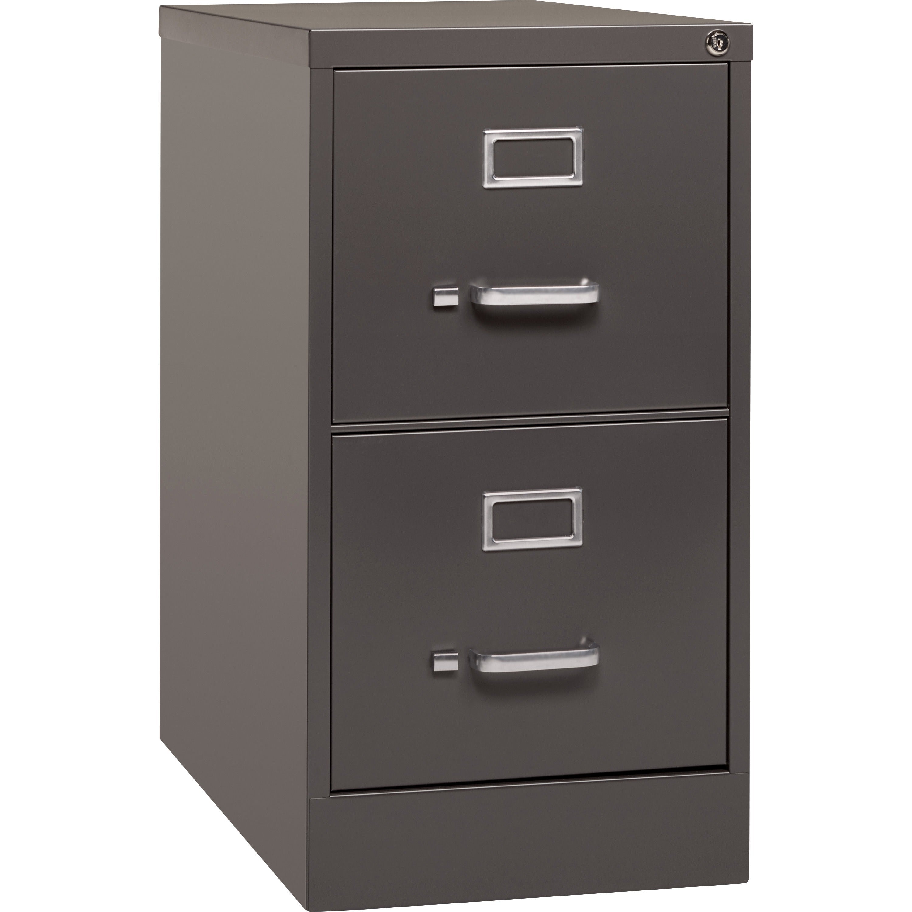 Lorell Fortress Series 26-1/2" Commercial-Grade Vertical File Cabinet - 15" x 26.5" x 28.4" - 2 x Drawer(s) for File - Letter - Vertical - Label Holder, Drawer Extension, Ball-bearing Suspension, Heavy Duty, Security Lock - Medium Tone - Steel - Recy -