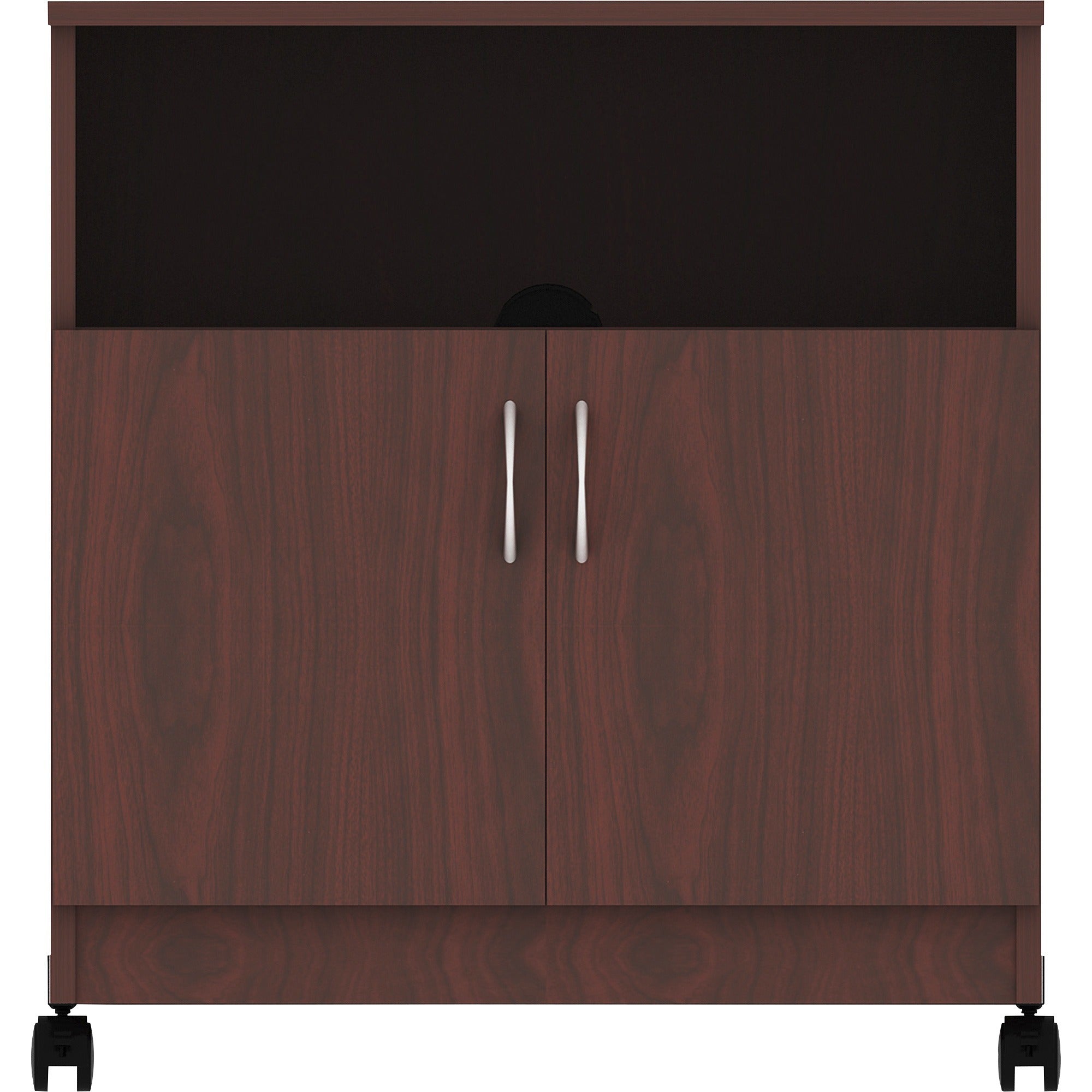 Lorell Mobile Machine Stand with Shelf - 30.8" Height x 28" Width x 19.3" Depth - Mahogany - Laminated Particleboard - Mahogany -